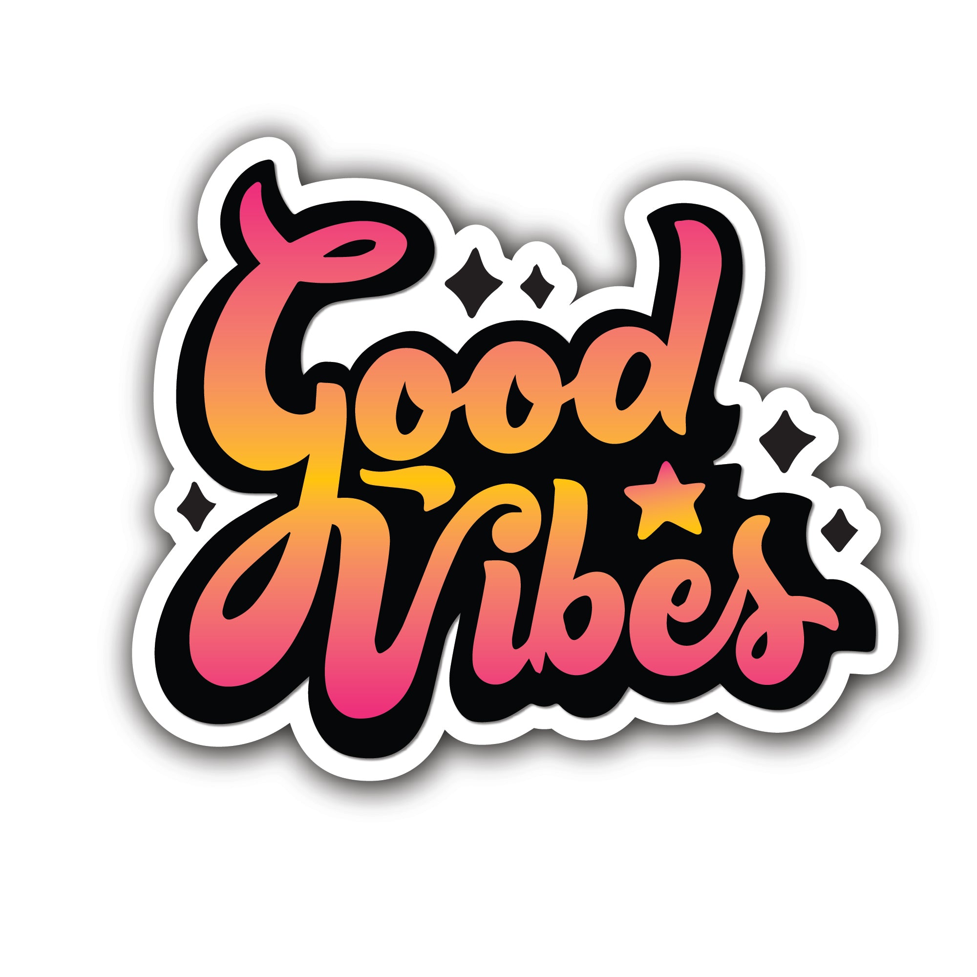Good Vibes Sticker, Waterproof Vinyl Decal Sticker Indoor Or Outdoor 2 (Pieces) 3" and 5"