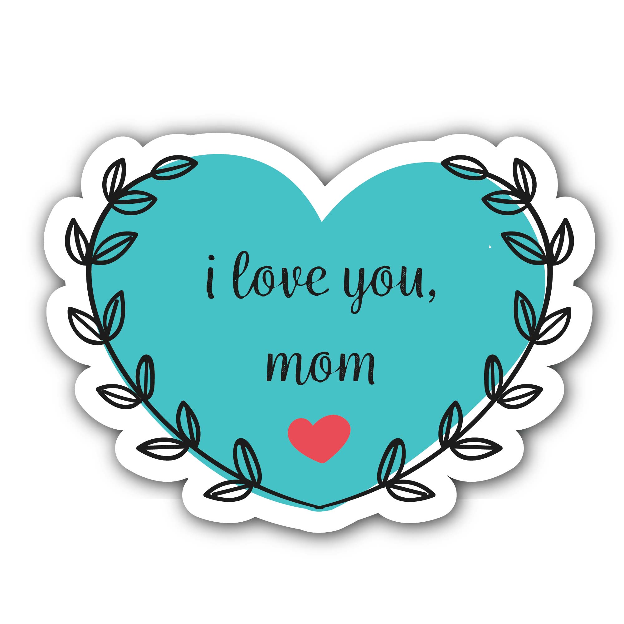 Blue Heart & I Love You Mom Sticker, Waterproof Vinyl Decal Sticker Indoor Or Outdoor 2 (Pieces) 3" and 5"