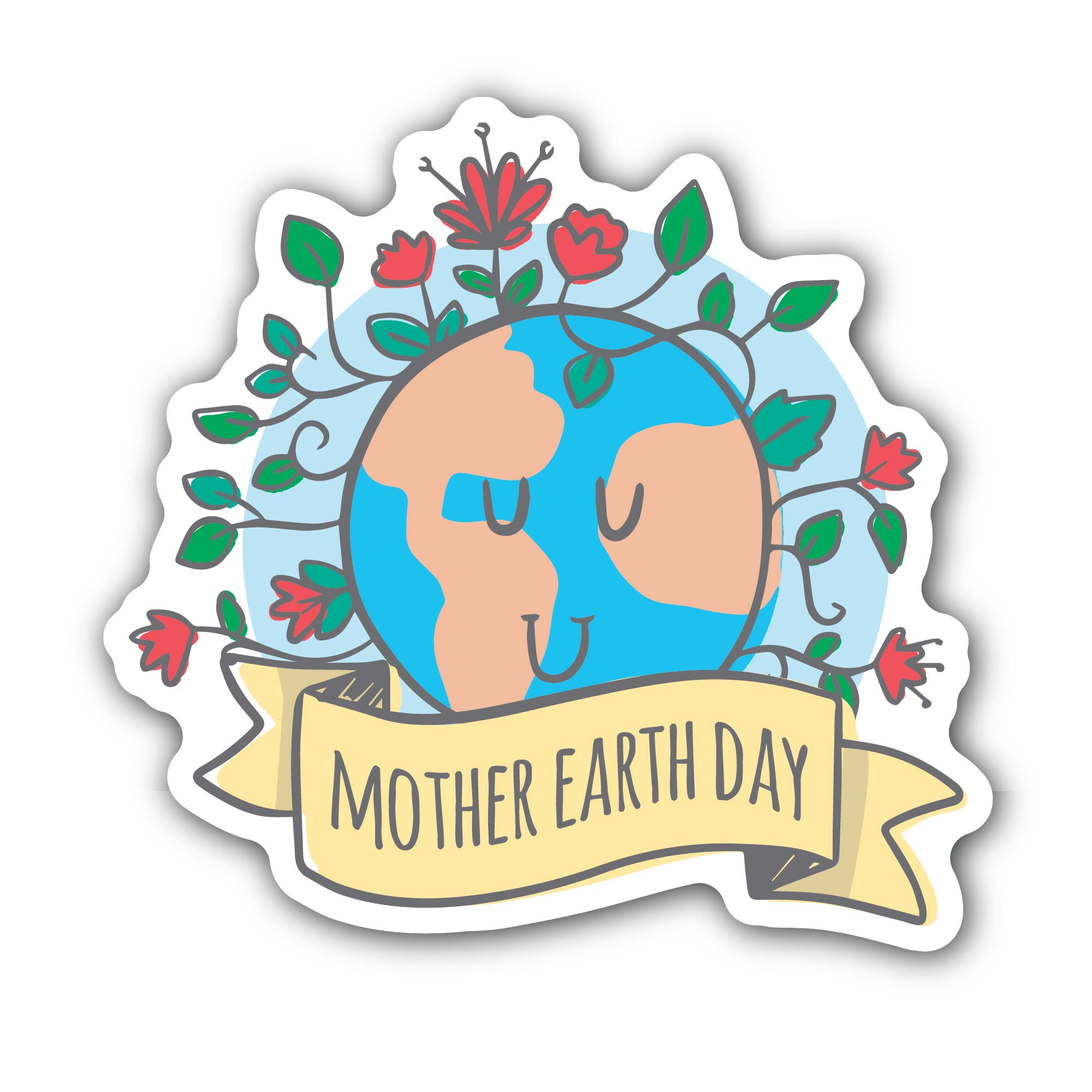 Mother Earth Day Sticker, Waterproof Vinyl Decal Sticker Indoor Or Outdoor 2 (Pieces) 3" and 5"