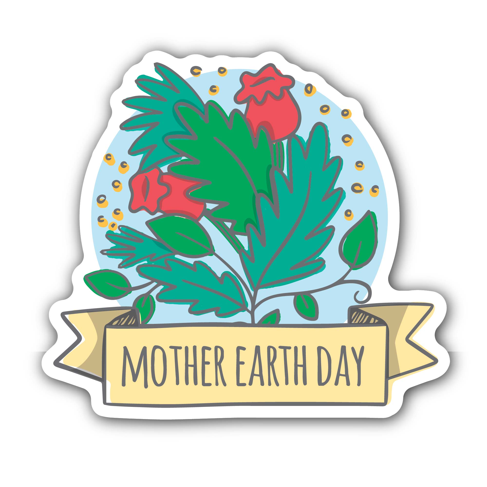 Mother Earth Day Sticker, Waterproof Vinyl Decal Sticker Indoor Or Outdoor 2 (Pieces) 3" and 5"