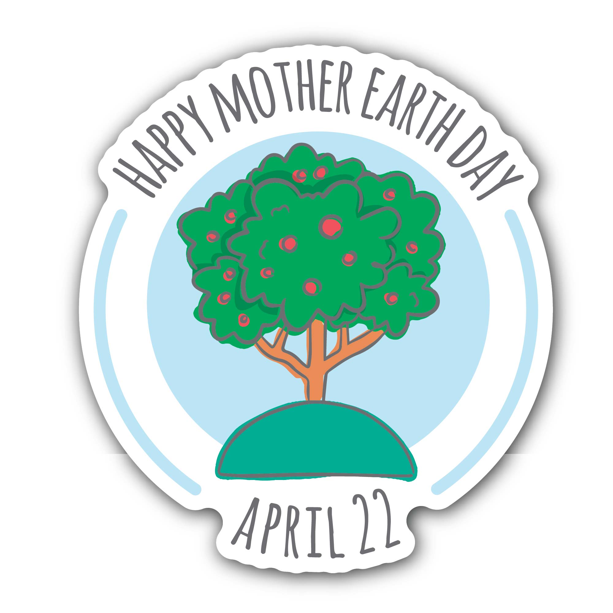Happy Mother Earth Day Sticker, Waterproof Vinyl Decal Sticker Indoor Or Outdoor 2 (Pieces) 3" and 5"