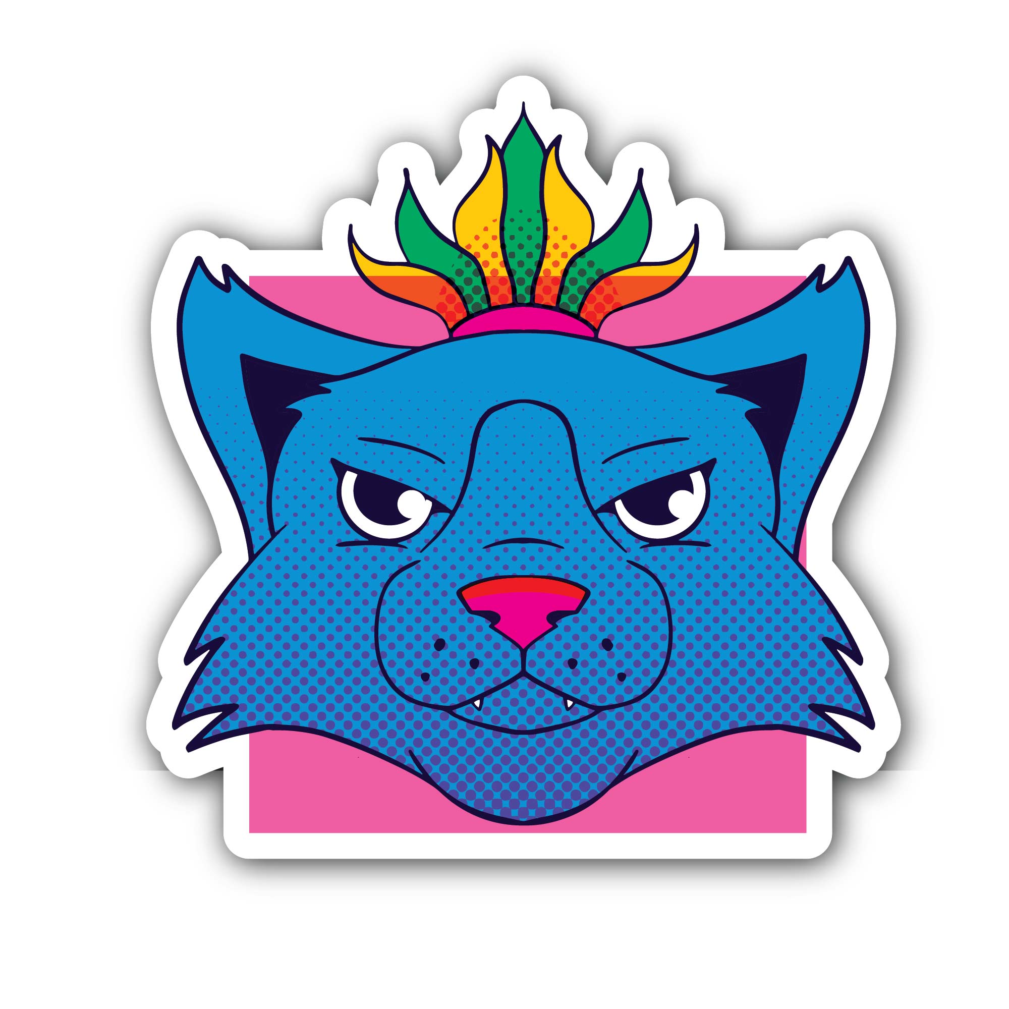 Blue Head Cat Sticker, Waterproof Vinyl Decal Sticker Indoor Or Outdoor 2 (Pieces) 3" and 5"