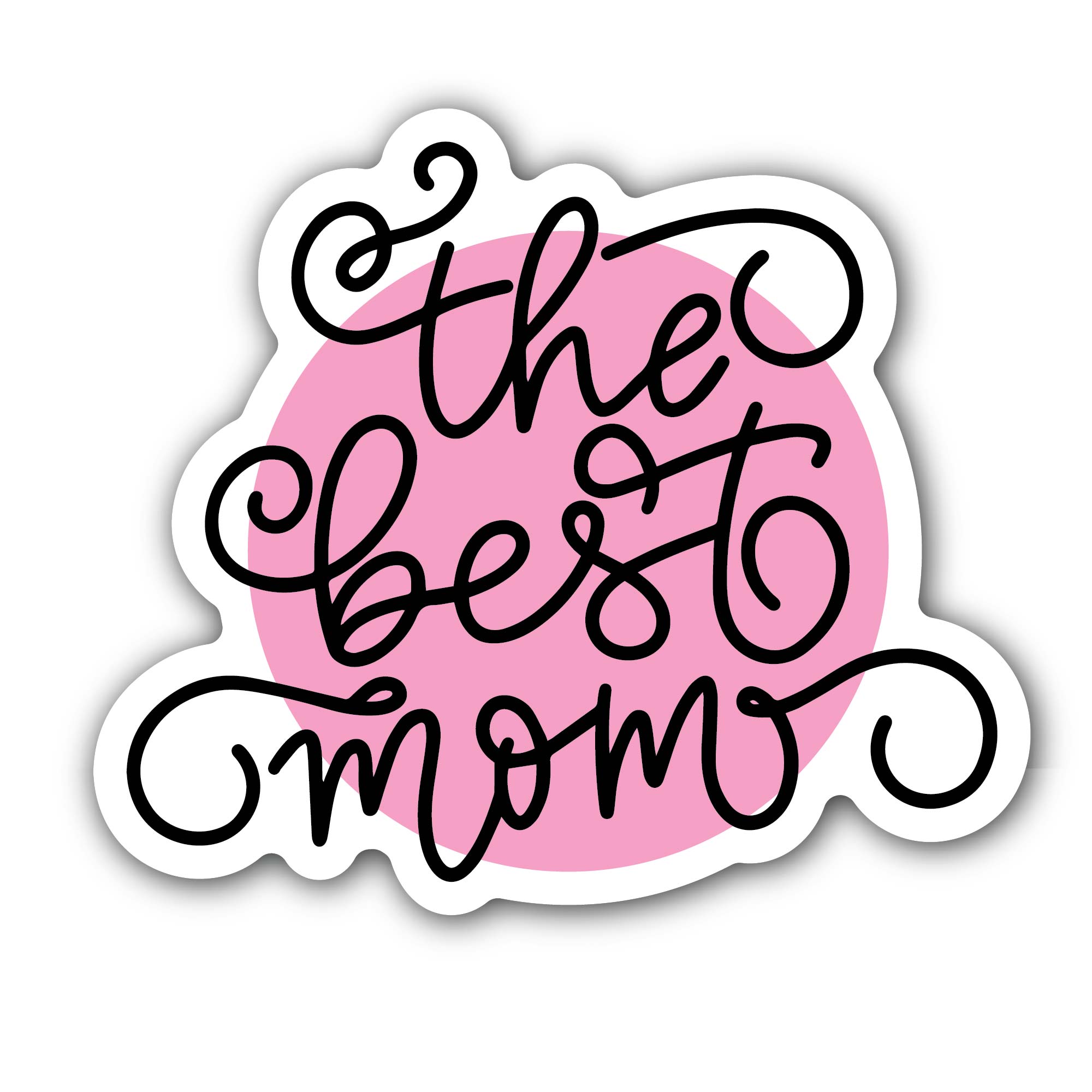 The best Mom Pink Sticker, Waterproof Vinyl Decal Sticker Indoor Or Outdoor 2 (Pieces) 3" and 5"