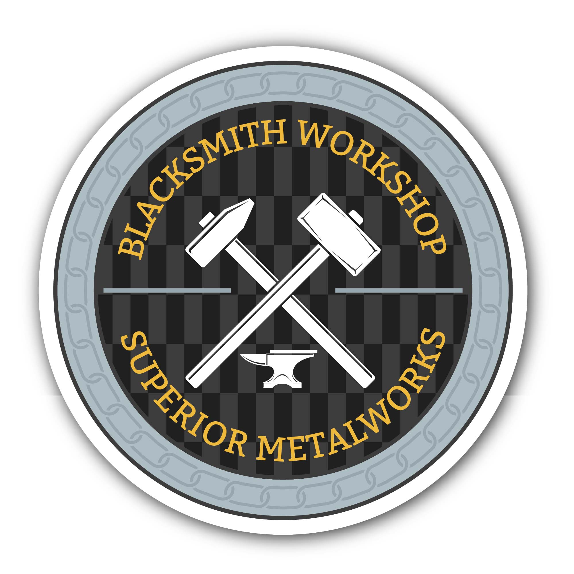 Metalwork Workshop Sticker, Waterproof Vinyl Decal Sticker Indoor Or Outdoor 2 (Pieces) 3" and 5"