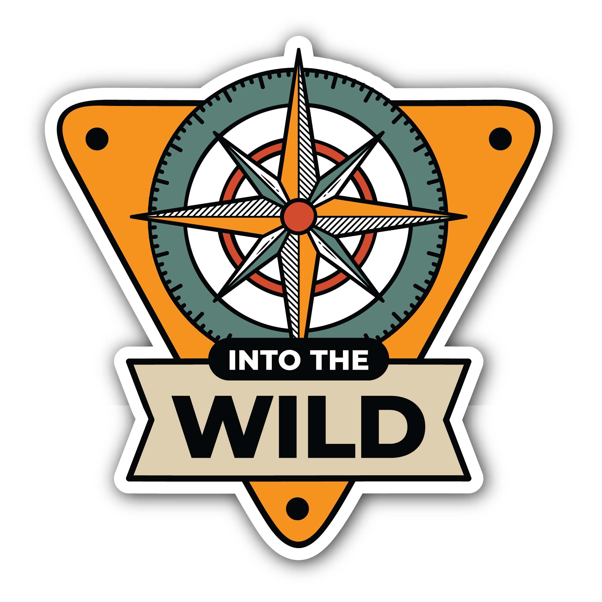 Wild Compass Sticker, Waterproof Vinyl Decal Sticker Indoor Or Outdoor 2 (Pieces) 3" and 5"