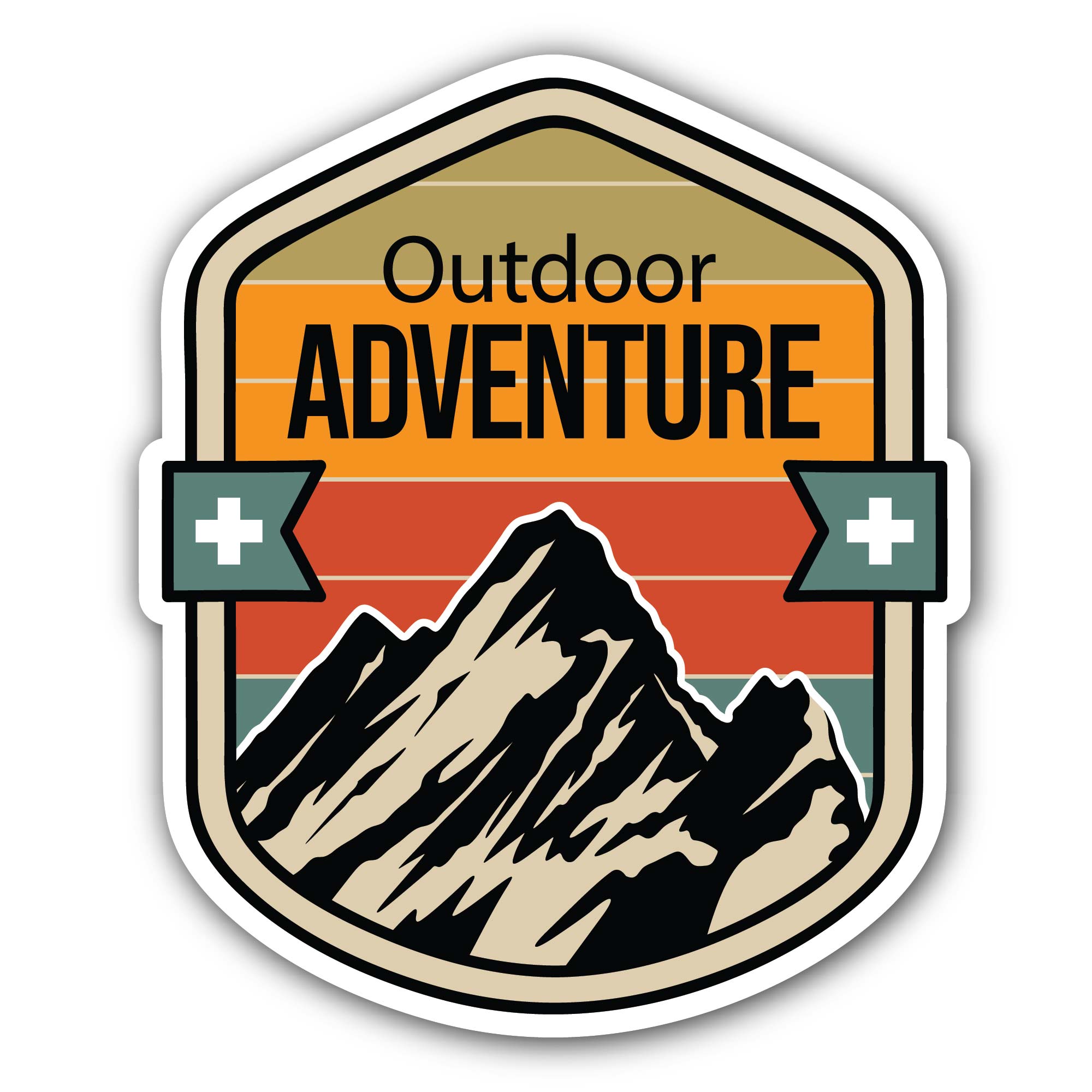 Outdoor Adventure Sticker, Waterproof Vinyl Decal Sticker Indoor Or Outdoor 2 (Pieces) 3" and 5"