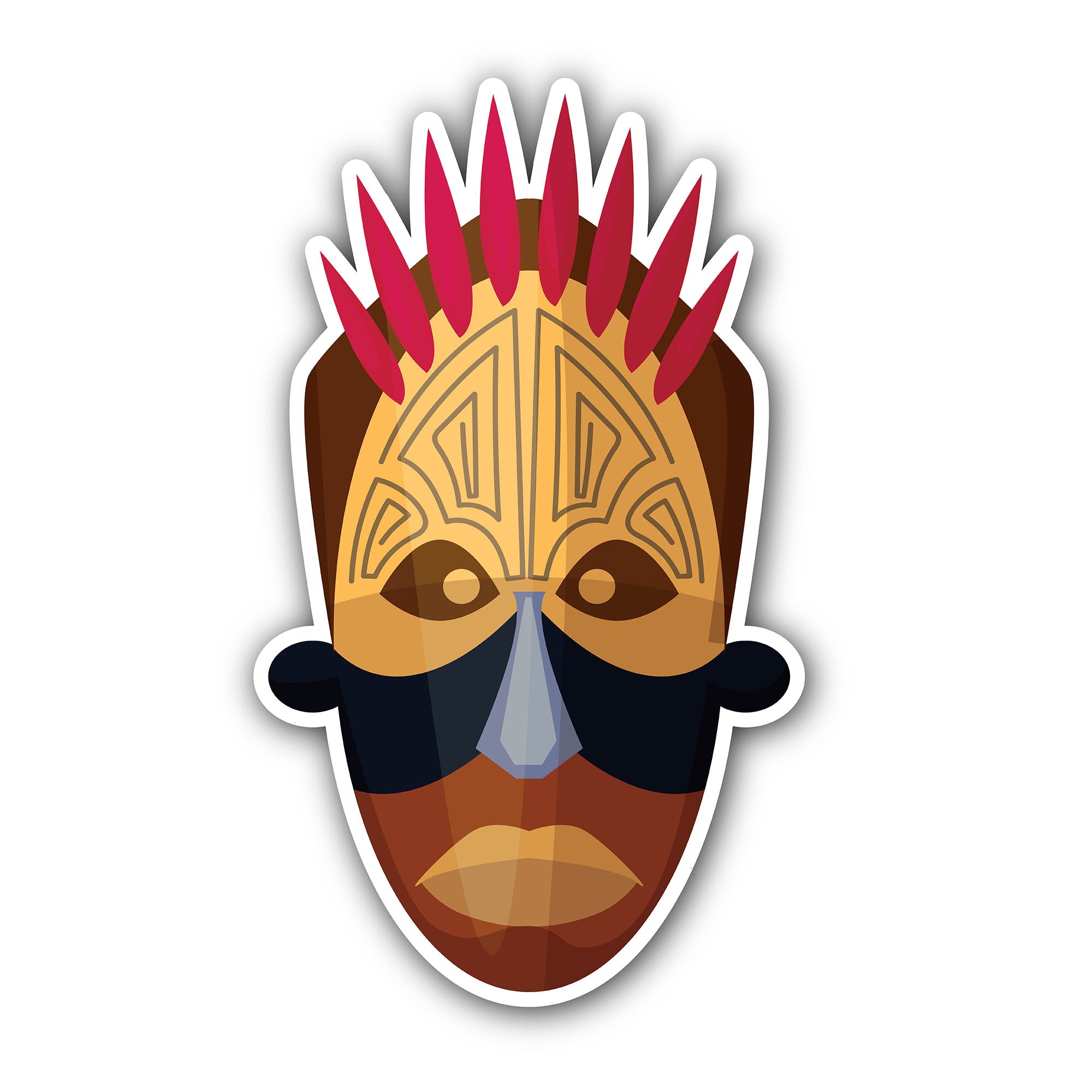 African god mask Sticker, Waterproof Vinyl Decal Sticker Indoor Or Outdoor 2 (Pieces) 3" and 5"