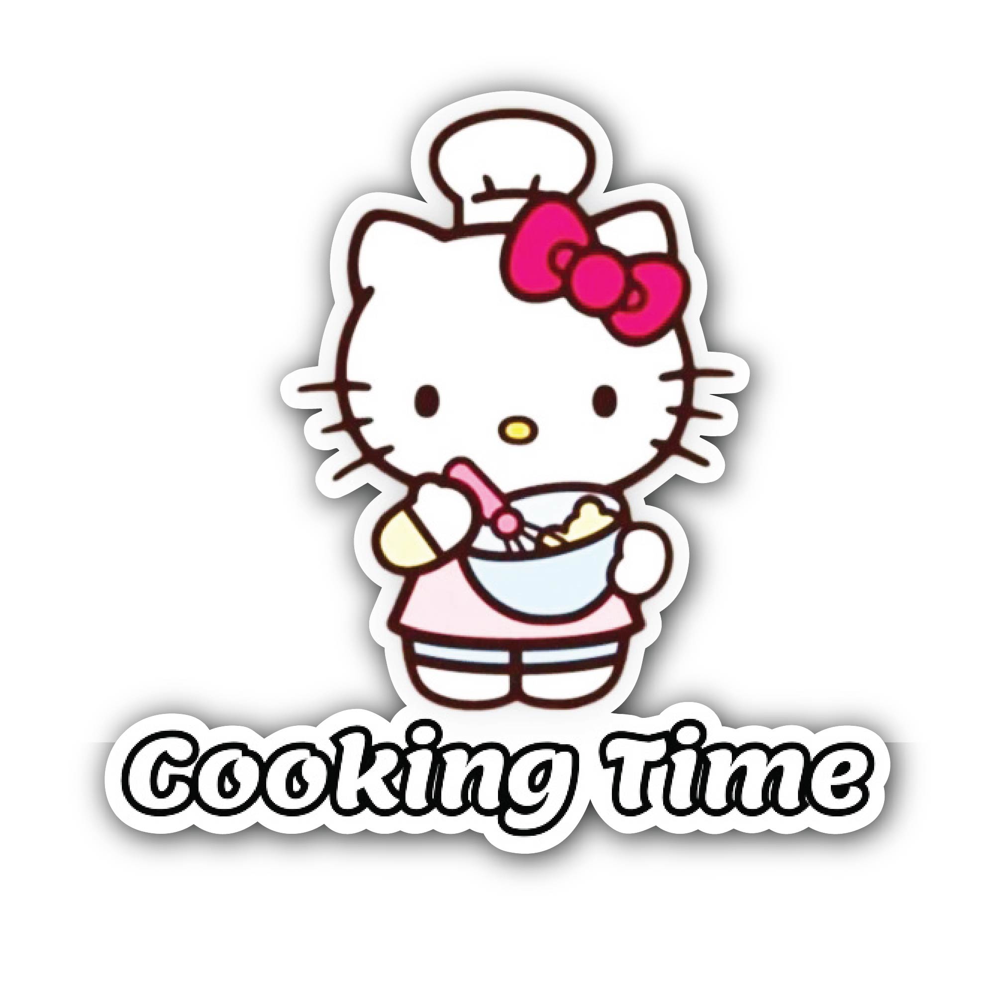 Cooking Cat  Sticker, Waterproof Vinyl Decal Sticker Indoor Or Outdoor 2 (Pieces) 3" and 5"