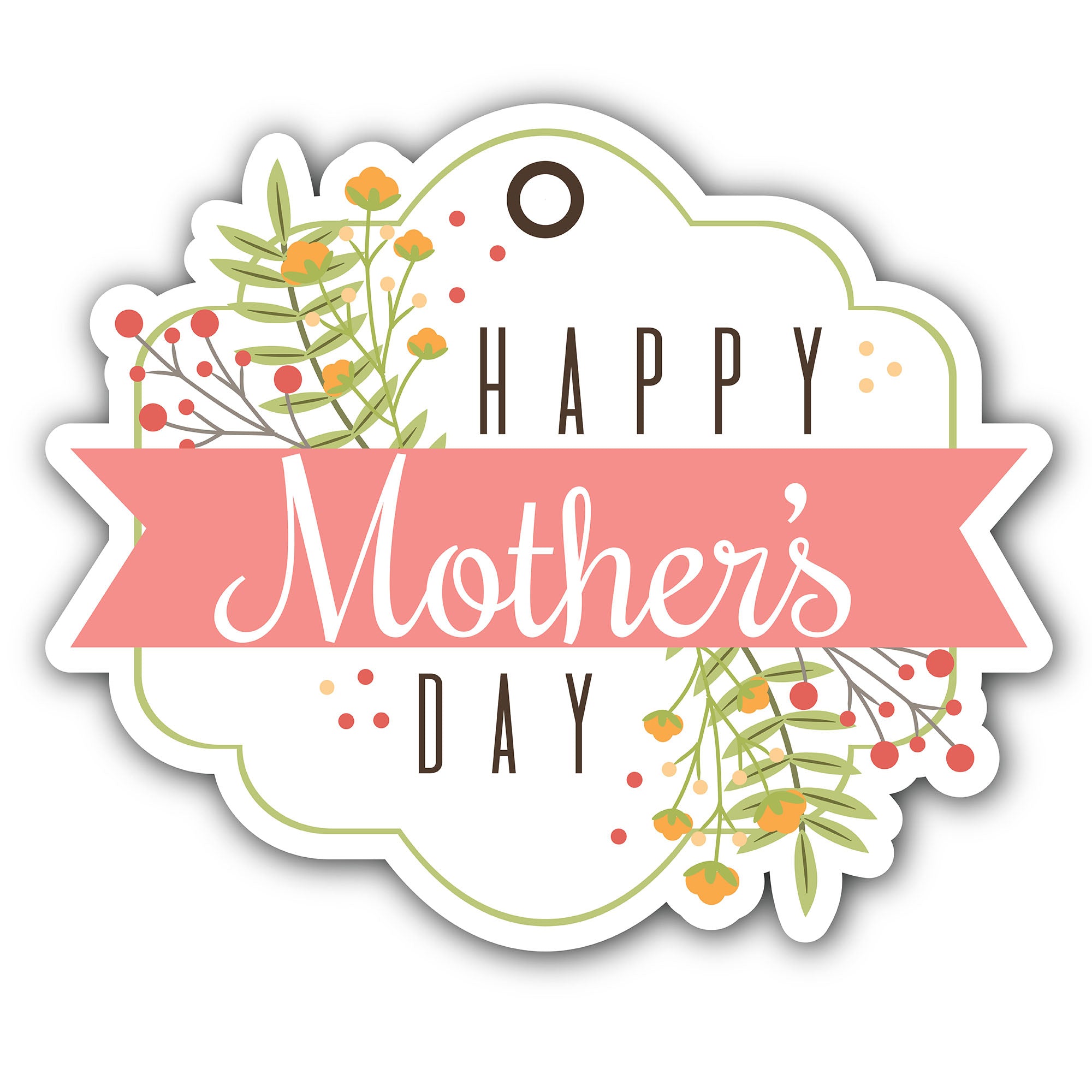 Happy Mother's Day Sticker, Waterproof Vinyl Decal Sticker Indoor Or Outdoor 2 (Pieces) 3" and 5"