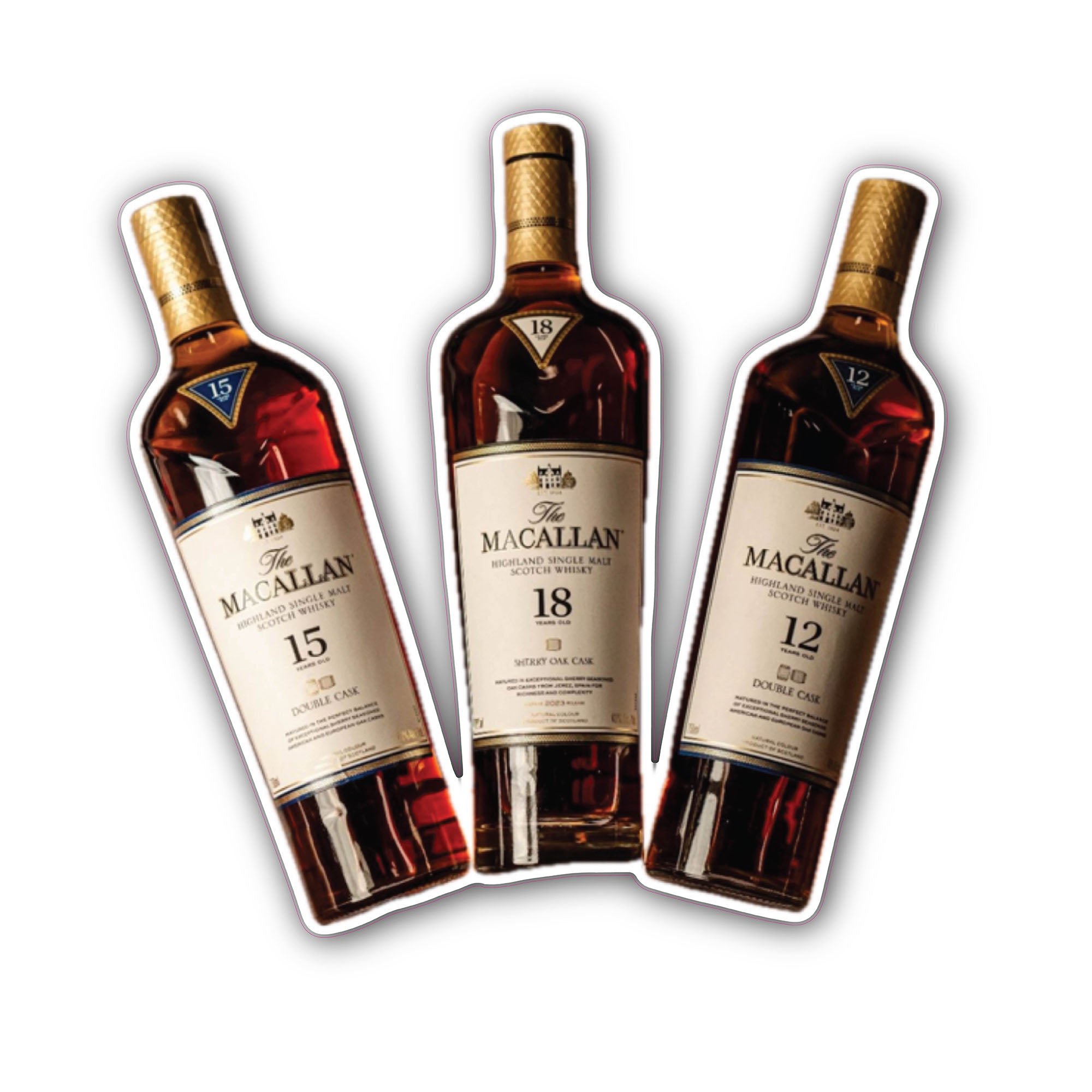 Whisky Bottles Sticker, Waterproof Vinyl Decal Sticker Indoor Or Outdoor 2 (Pieces) 3" and 5"
