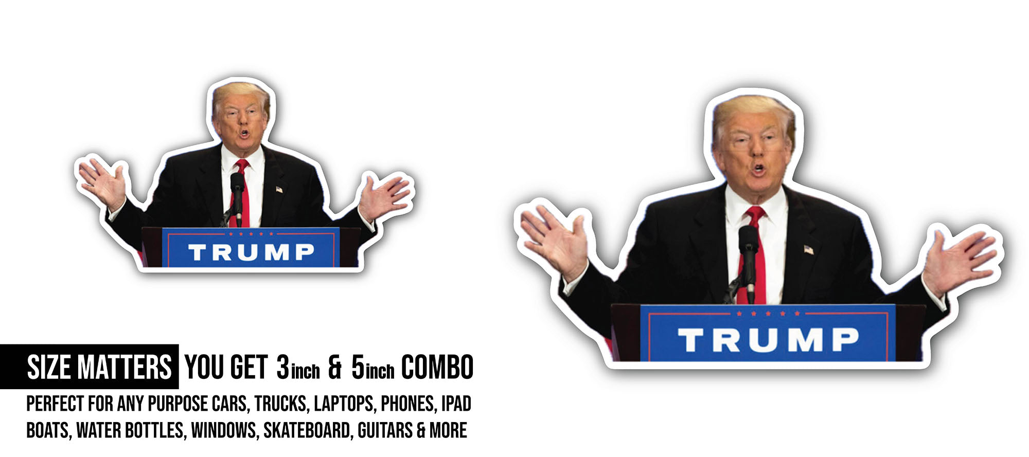Trump Speech Sticker, Waterproof Vinyl Decal Sticker Indoor Or Outdoor 2 (Pieces) 3" and 5"
