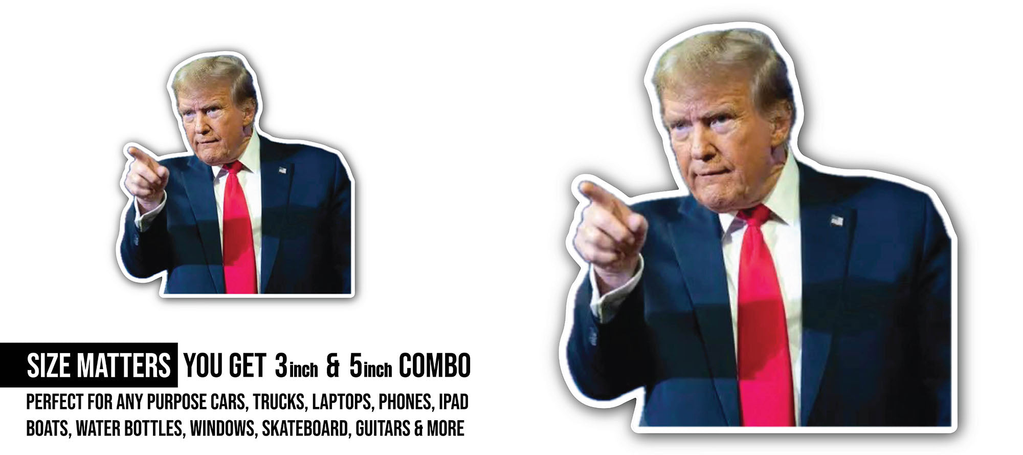 Angry Trump Sticker, Waterproof Vinyl Decal Sticker Indoor Or Outdoor 2 (Pieces) 3" and 5"
