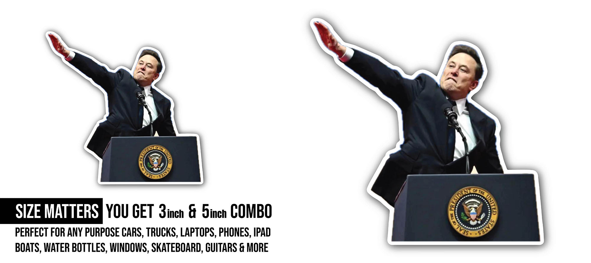 Elon Musk Stand strong Sticker, Waterproof Vinyl Decal Sticker Indoor Or Outdoor 2 (Pieces) 3" and 5"
