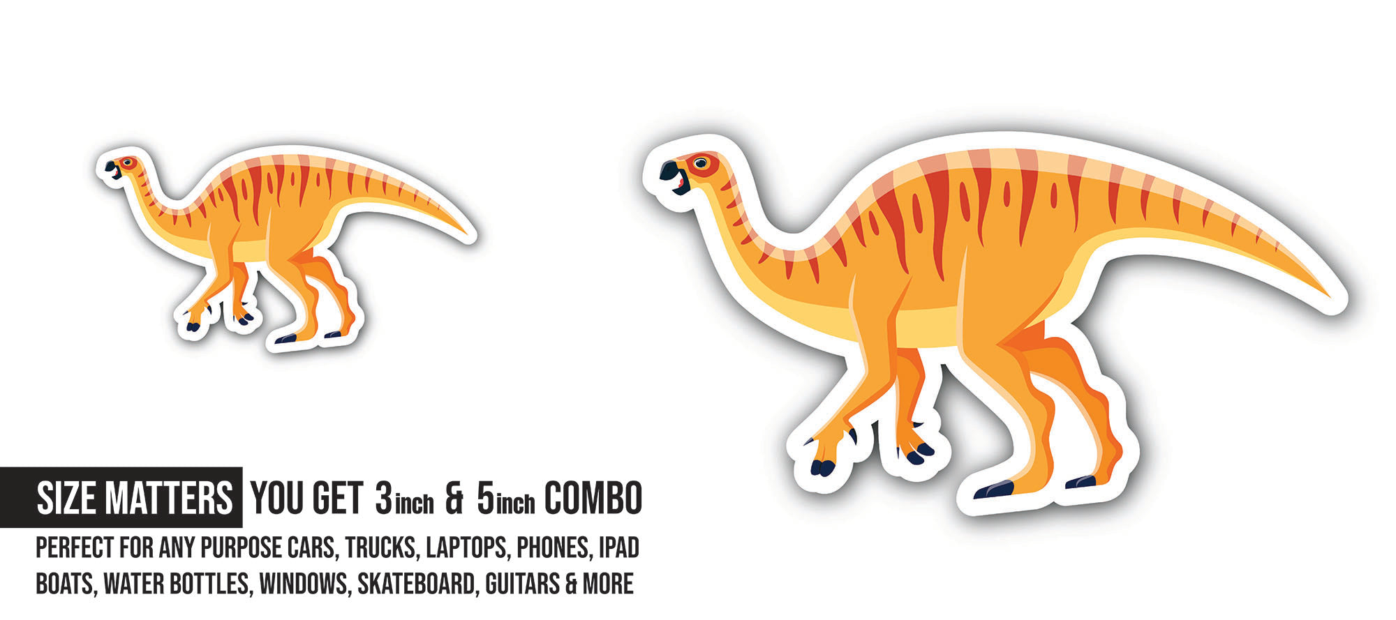 Camptosaurus dinosaur Sticker, Waterproof Vinyl Decal Sticker Indoor Or Outdoor 2 (Pieces) 3" and 5"