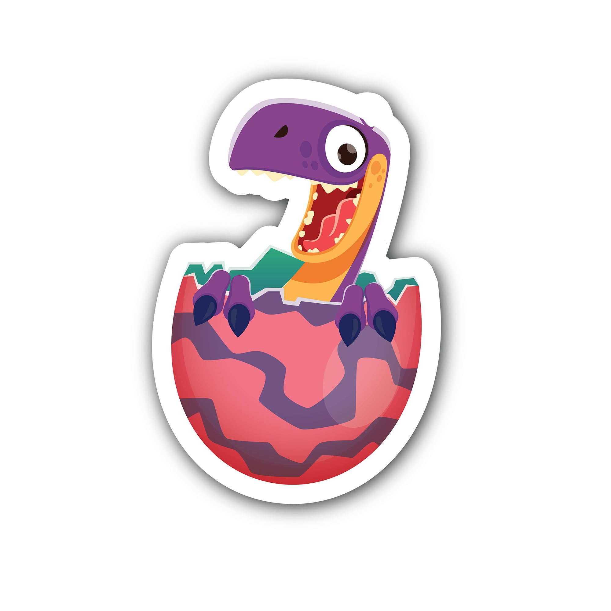 Little dinosaur with Egg Sticker, Waterproof Vinyl Decal Sticker Indoor Or Outdoor 2 (Pieces) 3" and 5"