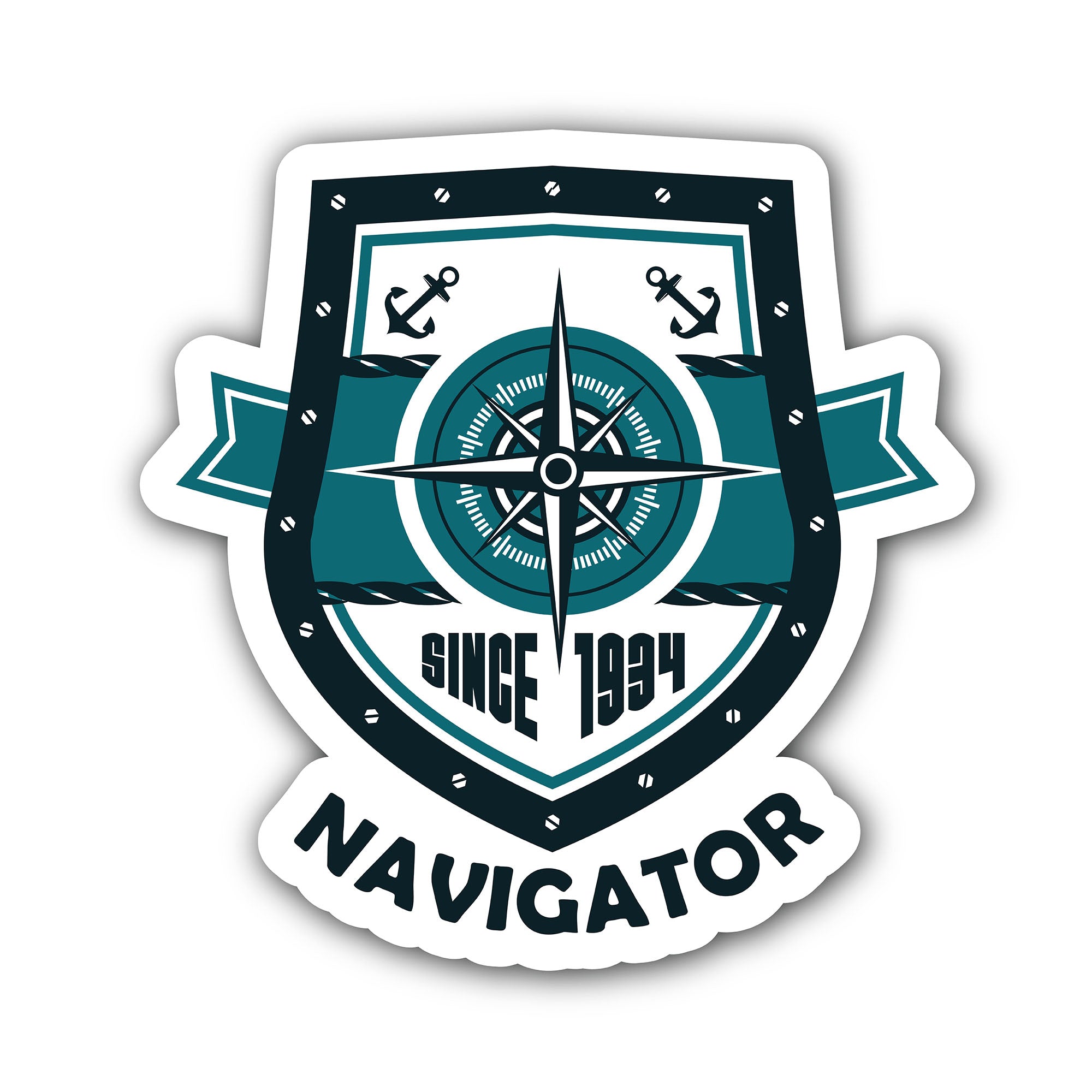 Marine navigator emblem Sticker, Waterproof Vinyl Decal Sticker Indoor Or Outdoor 2 (Pieces) 3" and 5"