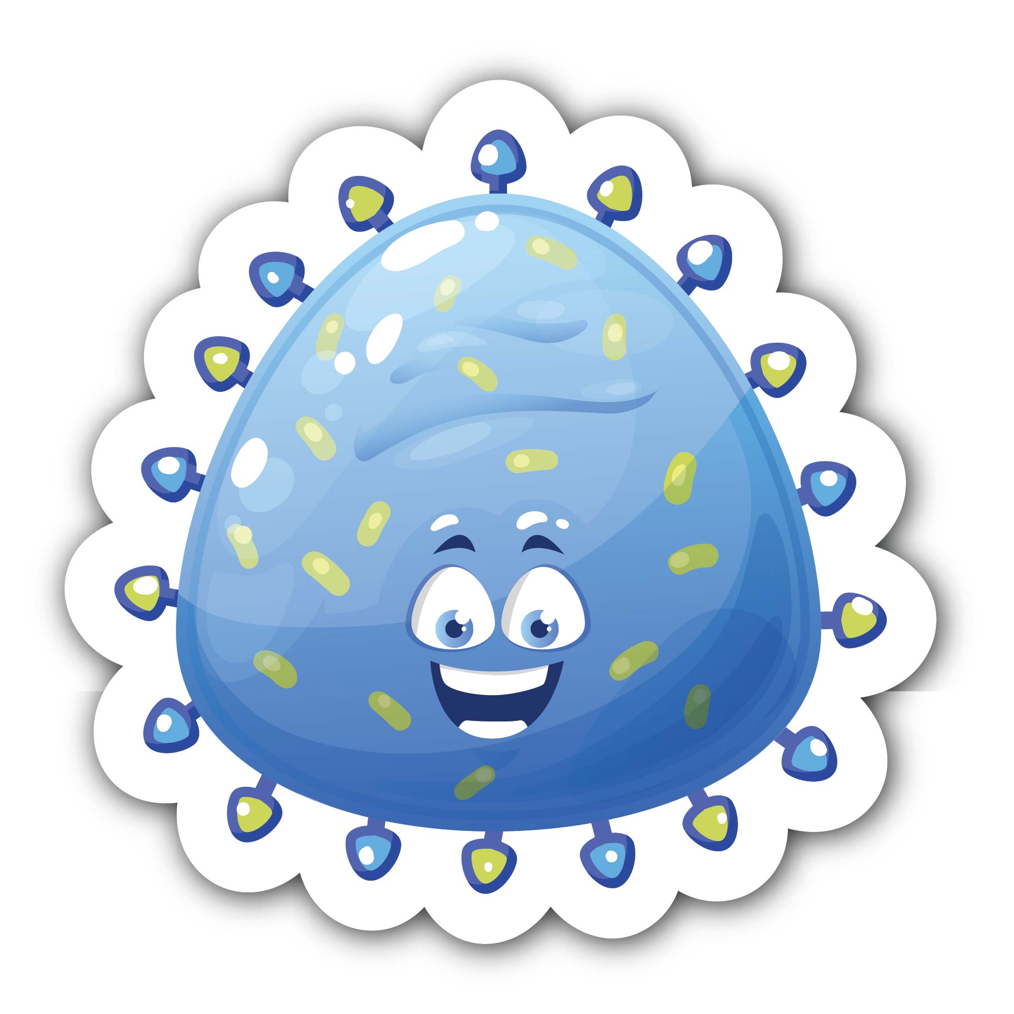Cute Bacteria Sticker, Waterproof Vinyl Decal Sticker Indoor Or Outdoor 2 (Pieces) 3" and 5"
