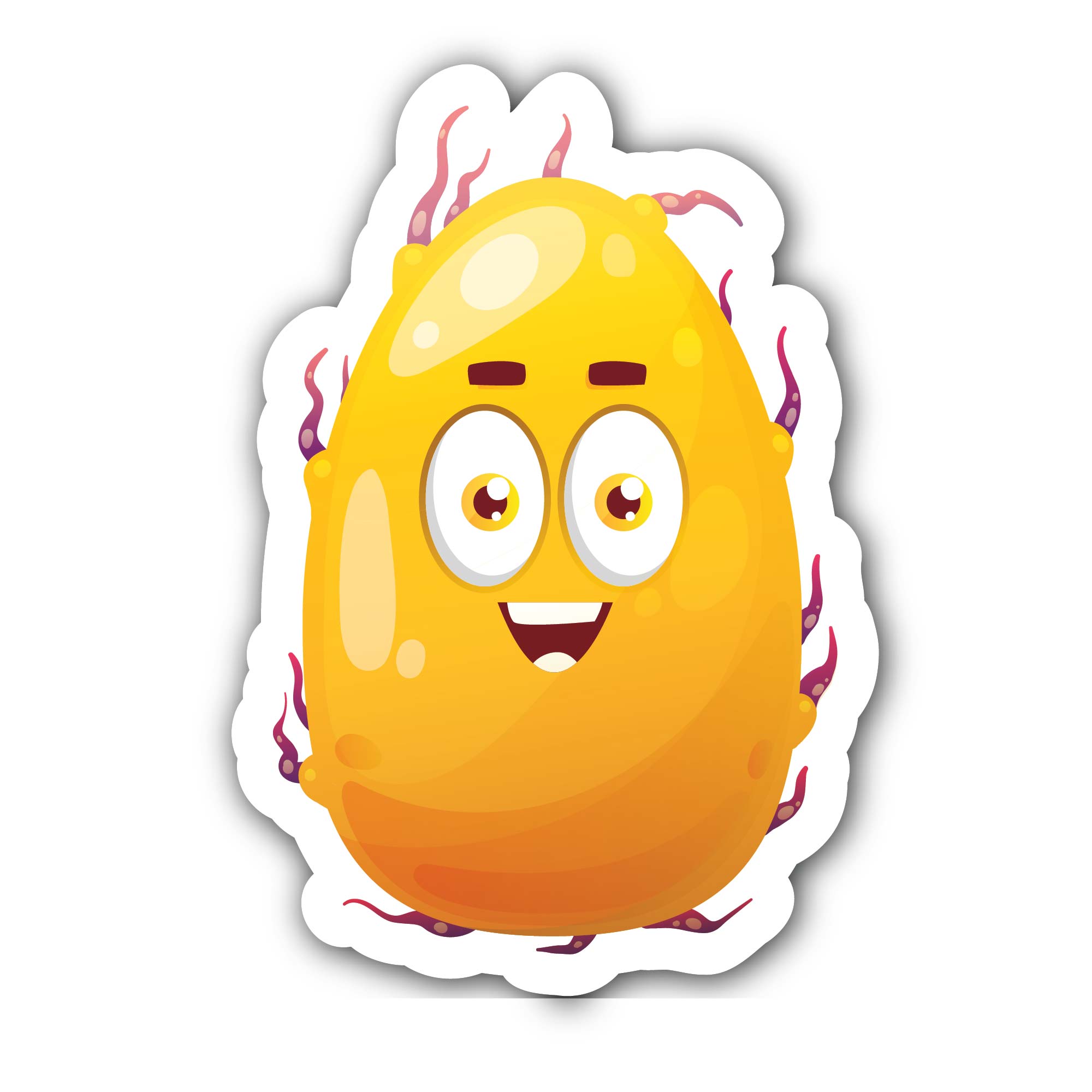 Monster Smiley Egg Sticker, Waterproof Vinyl Decal Sticker Indoor Or Outdoor 2 (Pieces) 3" and 5"