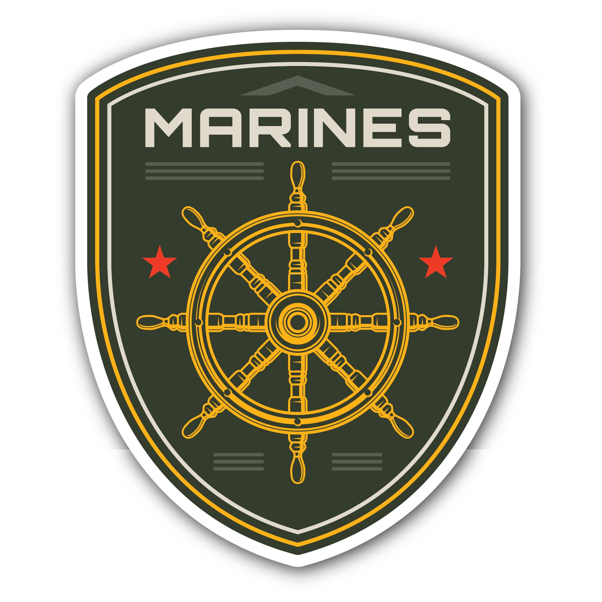 Marine emblems Sticker, Waterproof Vinyl Decal Sticker Indoor Or Outdoor 2 (Pieces) 3" and 5"