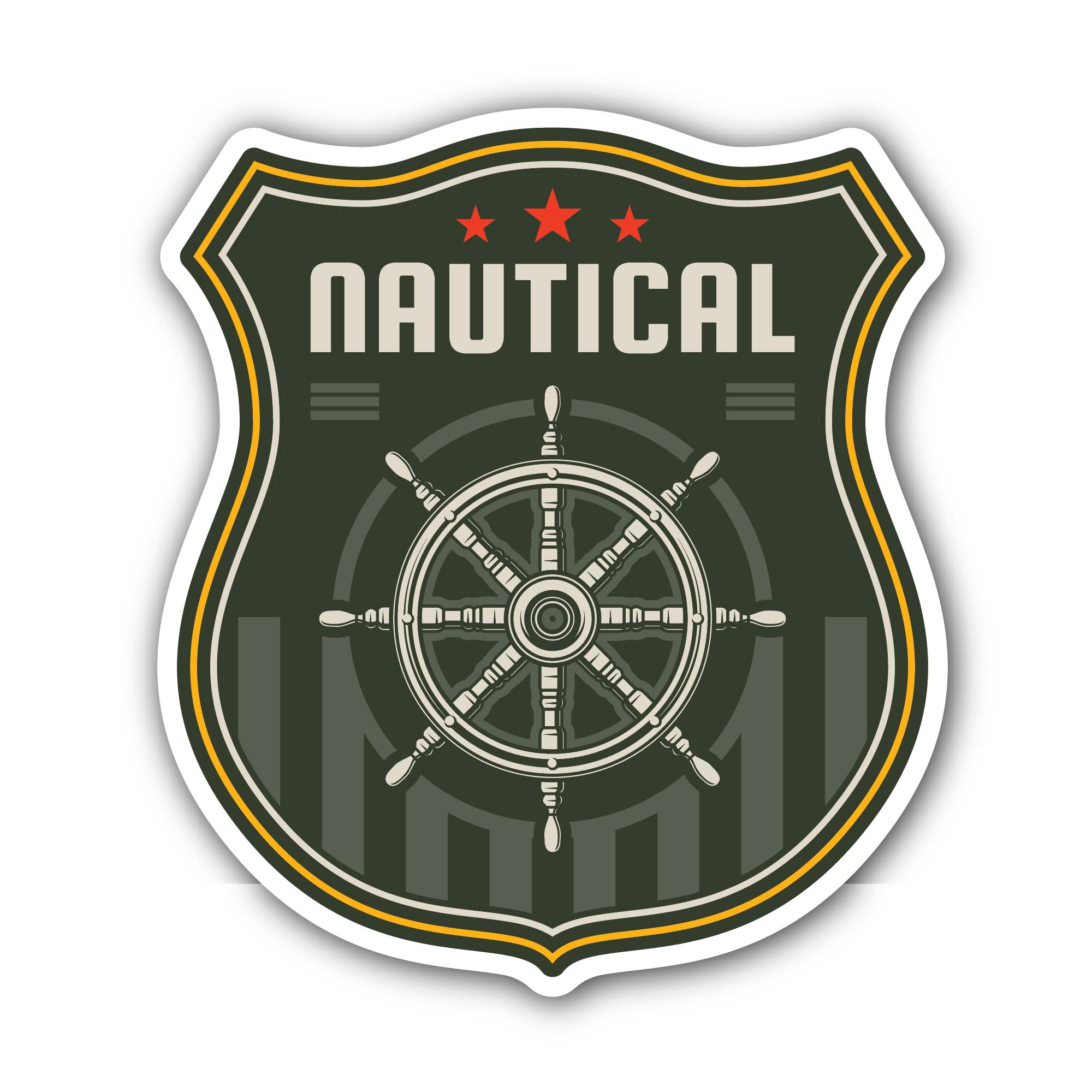 Ship Rudder Logo Elegant Nautical Maritime Sticker, Waterproof Vinyl Decal Sticker Indoor Or Outdoor 2 (Pieces) 3" and 5"