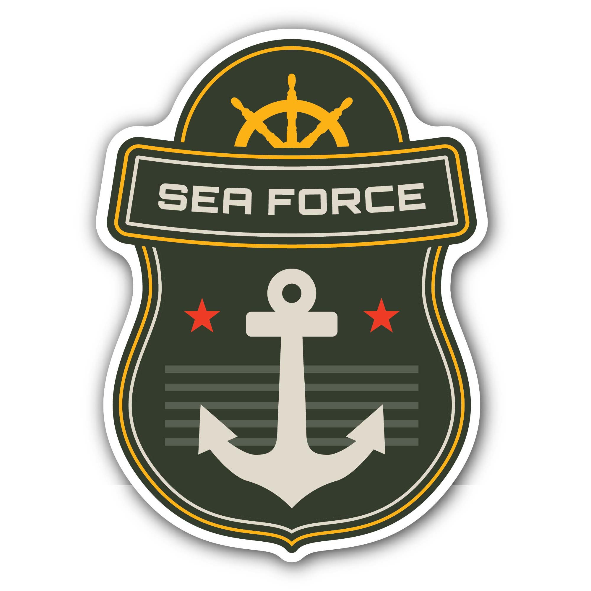 Navy emblem with anchor and stars Sticker, Waterproof Vinyl Decal Sticker Indoor Or Outdoor 2 (Pieces) 3" and 5"