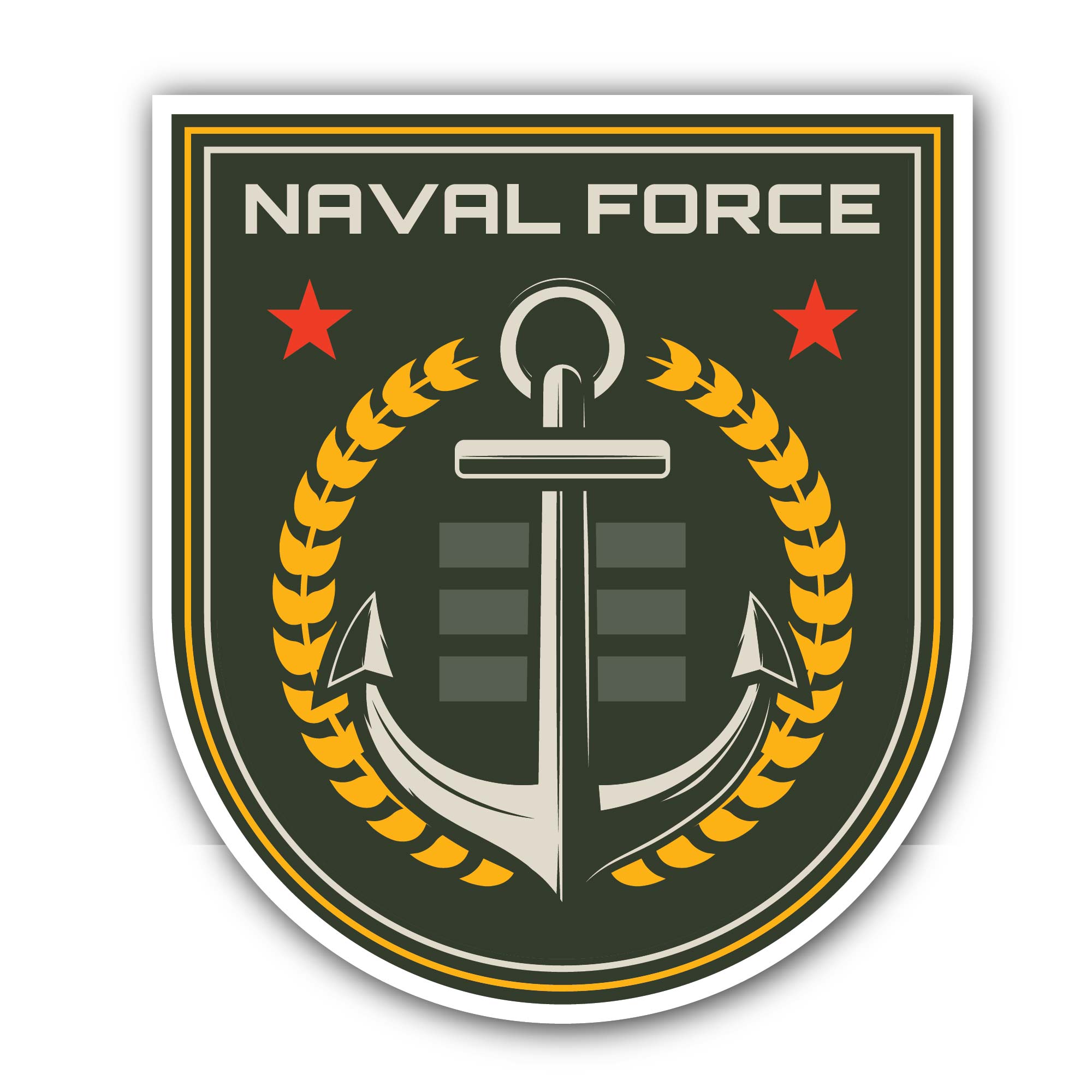 Naval military forces emblem Anchor Sticker, Waterproof Vinyl Decal Sticker Indoor Or Outdoor 2 (Pieces) 3" and 5"