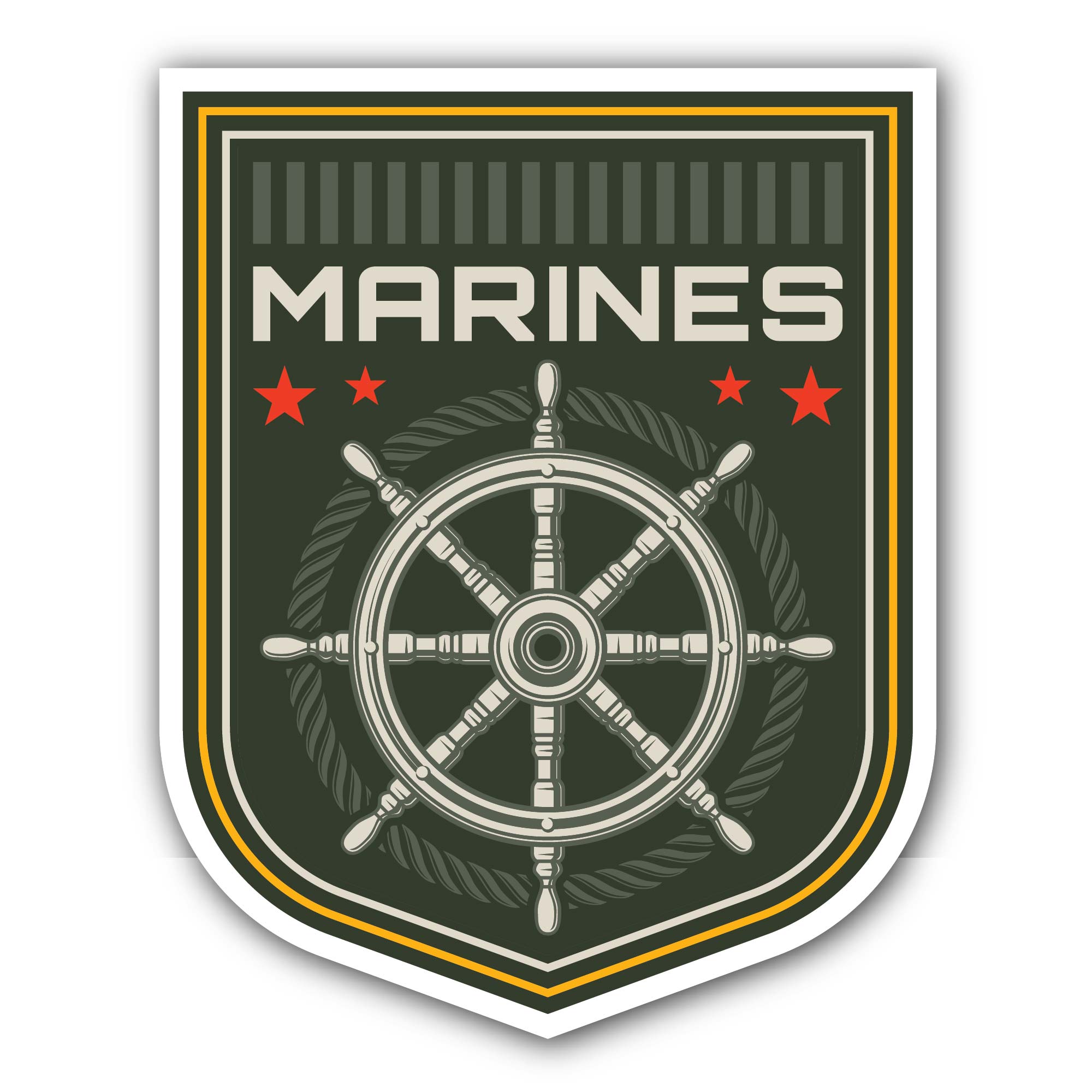 Marine Ship Steering Wheel Icon Sticker, Waterproof Vinyl Decal Sticker Indoor Or Outdoor 2 (Pieces) 3" and 5"