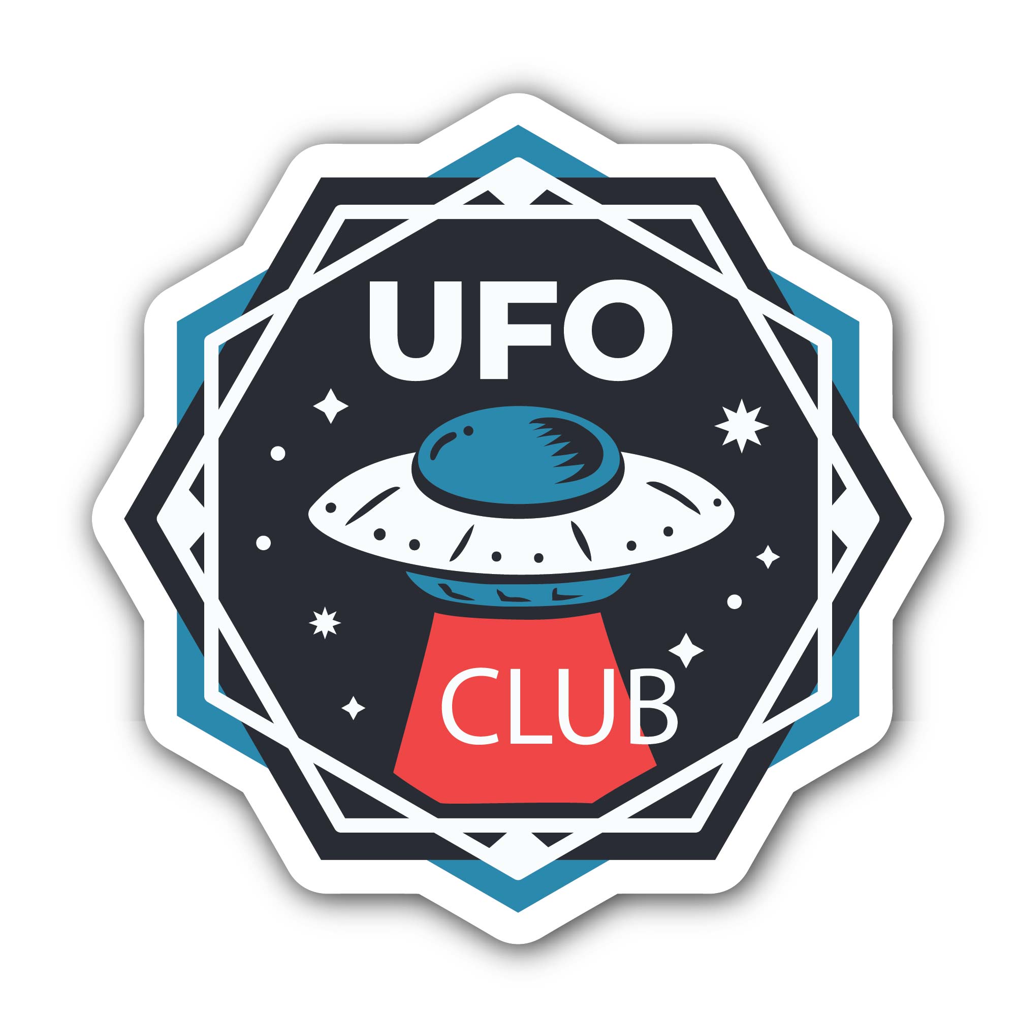 UFO Sticker, Waterproof Vinyl Decal Sticker Indoor Or Outdoor 2 (Pieces) 3" and 5"