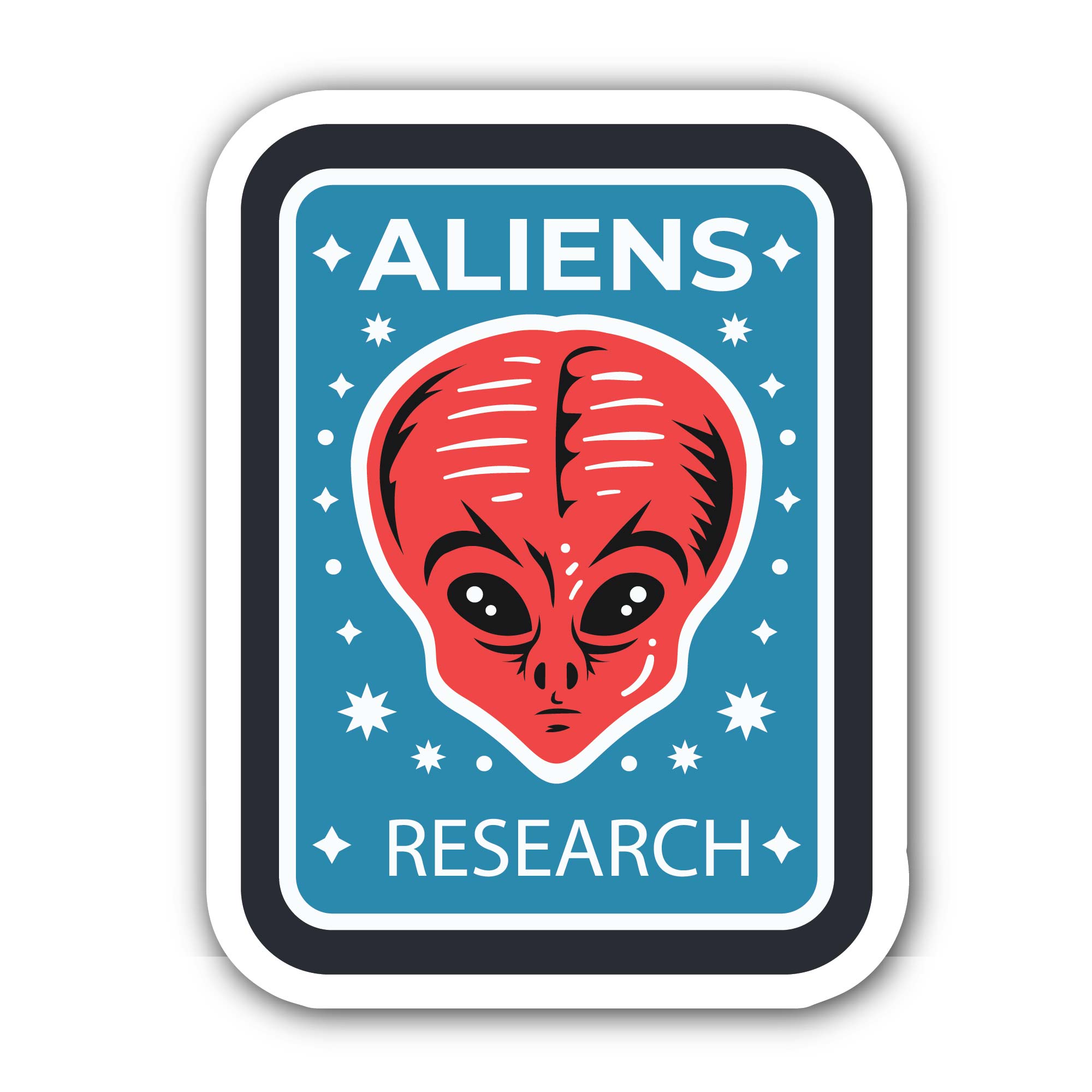 Aliens Research Sticker, Waterproof Vinyl Decal Sticker Indoor Or Outdoor 2 (Pieces) 3" and 5"