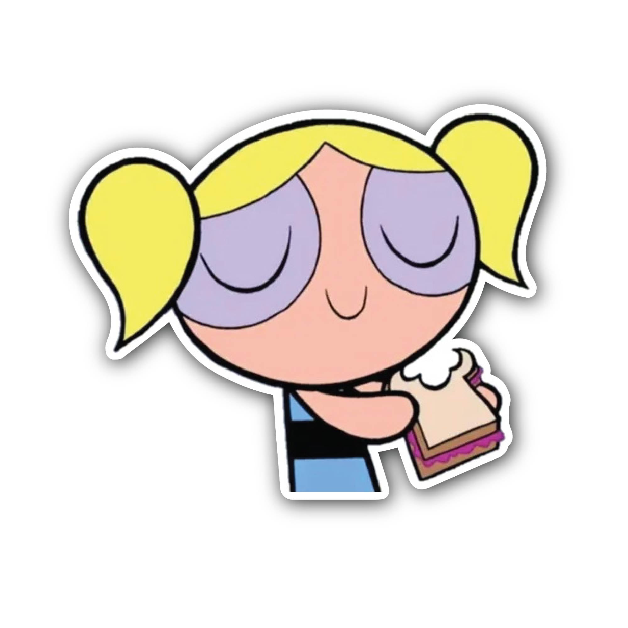 Girl Eating Bread Sticker, Waterproof Vinyl Decal Sticker Indoor Or Outdoor 2 (Pieces) 3" and 5"