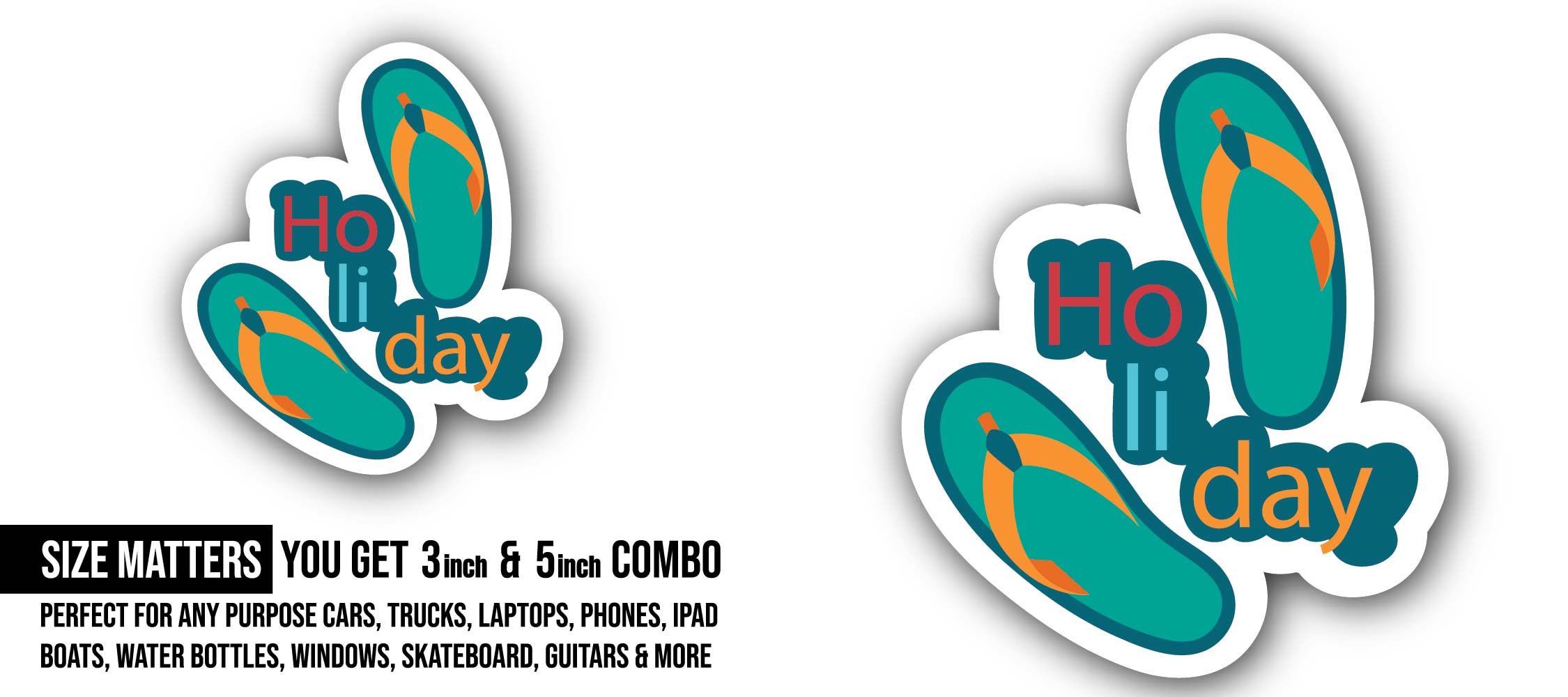 Holiday Sticker, Waterproof Vinyl Decal Sticker Indoor Or Outdoor 2 (Pieces) 3" and 5"