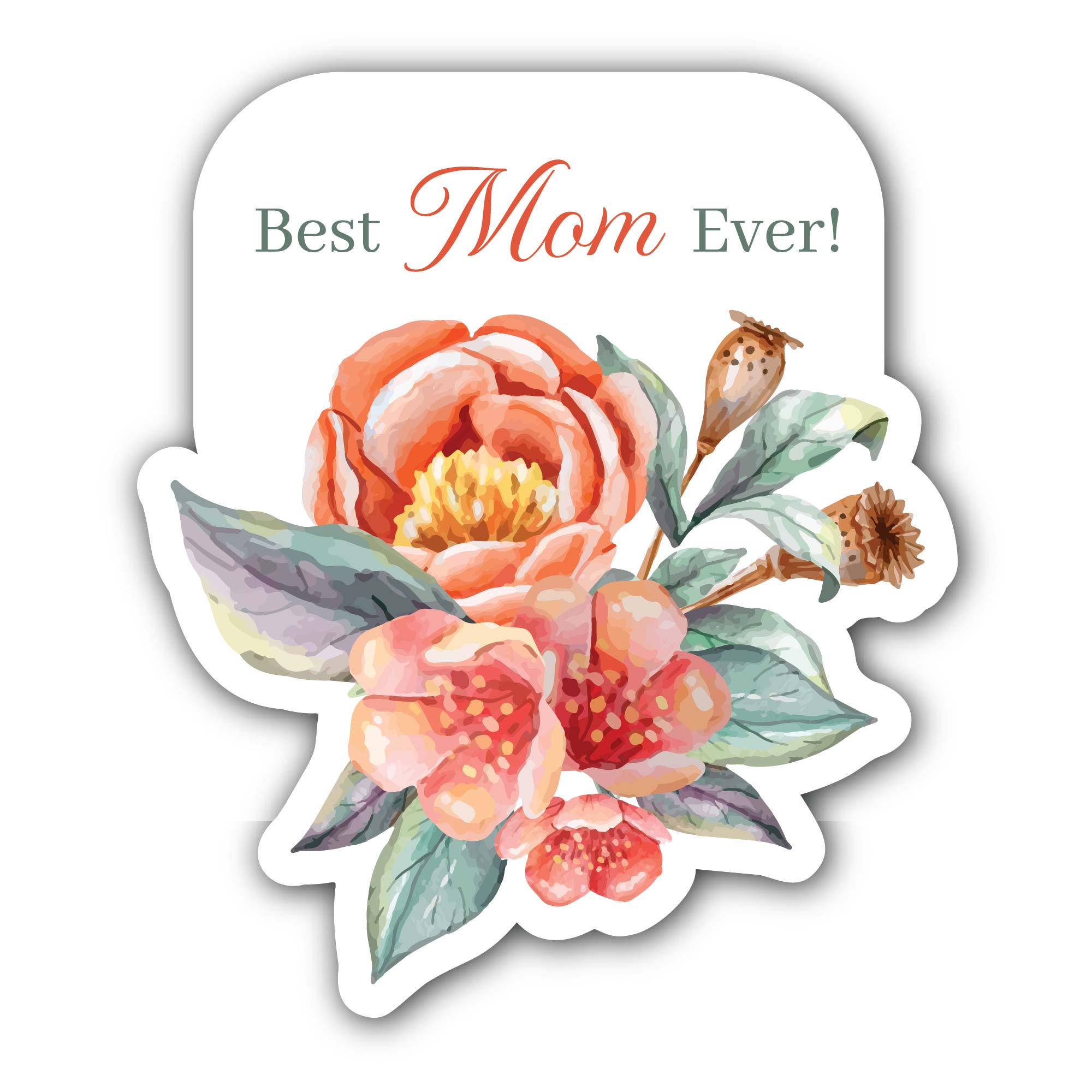 Best Mom Ever Sticker, Waterproof Vinyl Decal Sticker Indoor Or Outdoor 2 (Pieces) 3" and 5"