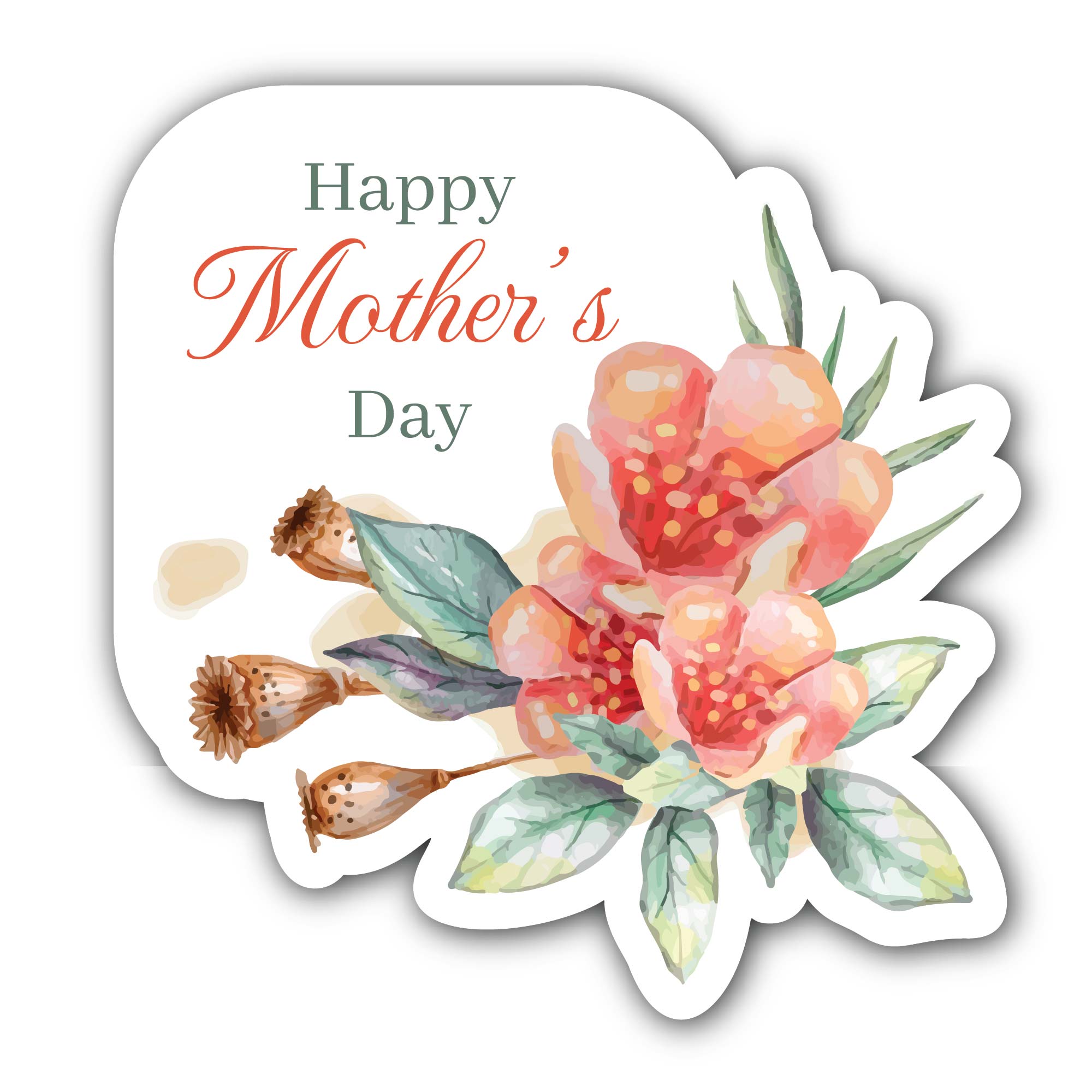 Happy Mother's Day Sticker, Waterproof Vinyl Decal Sticker Indoor Or Outdoor 2 (Pieces) 3" and 5"