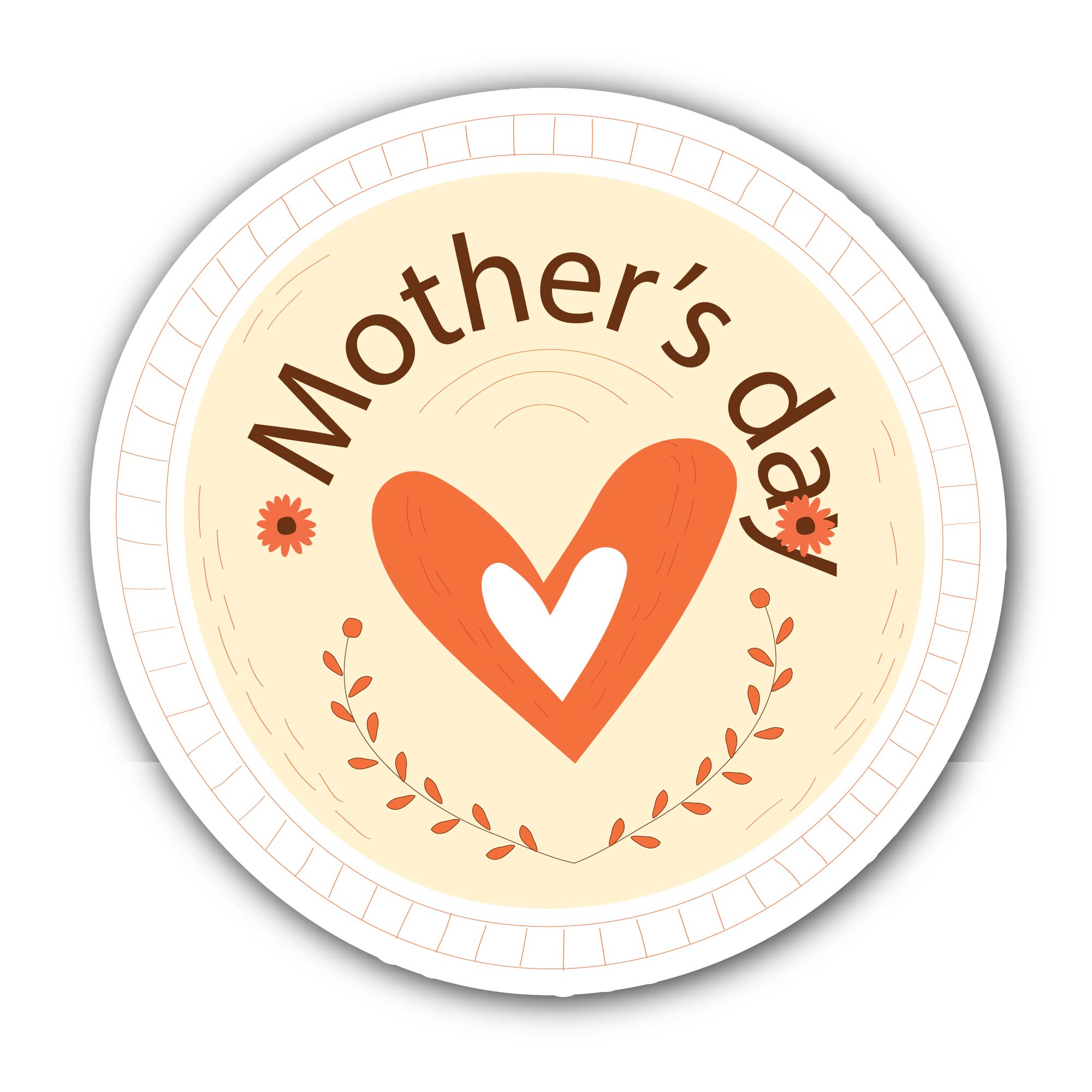 Mother's day with heart Sticker, Waterproof Vinyl Decal Sticker Indoor Or Outdoor 2 (Pieces) 3" and 5"