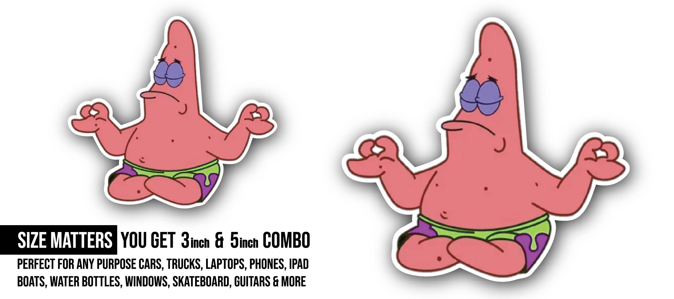 Doing Yoga Meme Sticker, Waterproof Vinyl Decal Sticker Indoor Or Outdoor 2 (Pieces) 3" and 5"