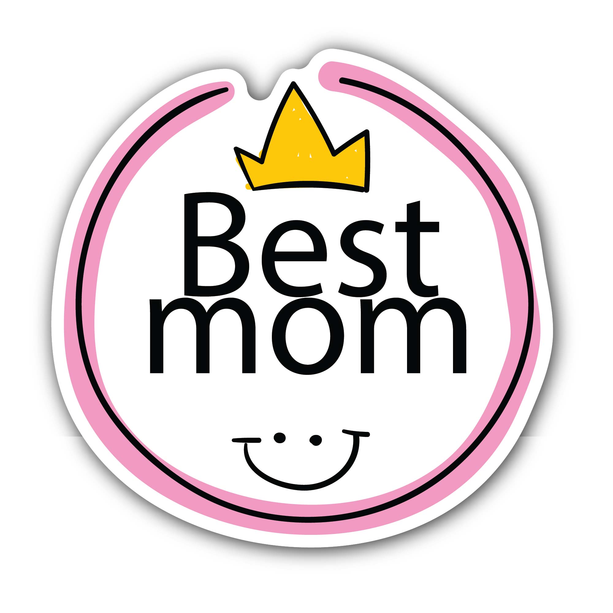 Best Mom & smile Face Sticker, Waterproof Vinyl Decal Sticker Indoor Or Outdoor 2 (Pieces) 3" and 5"