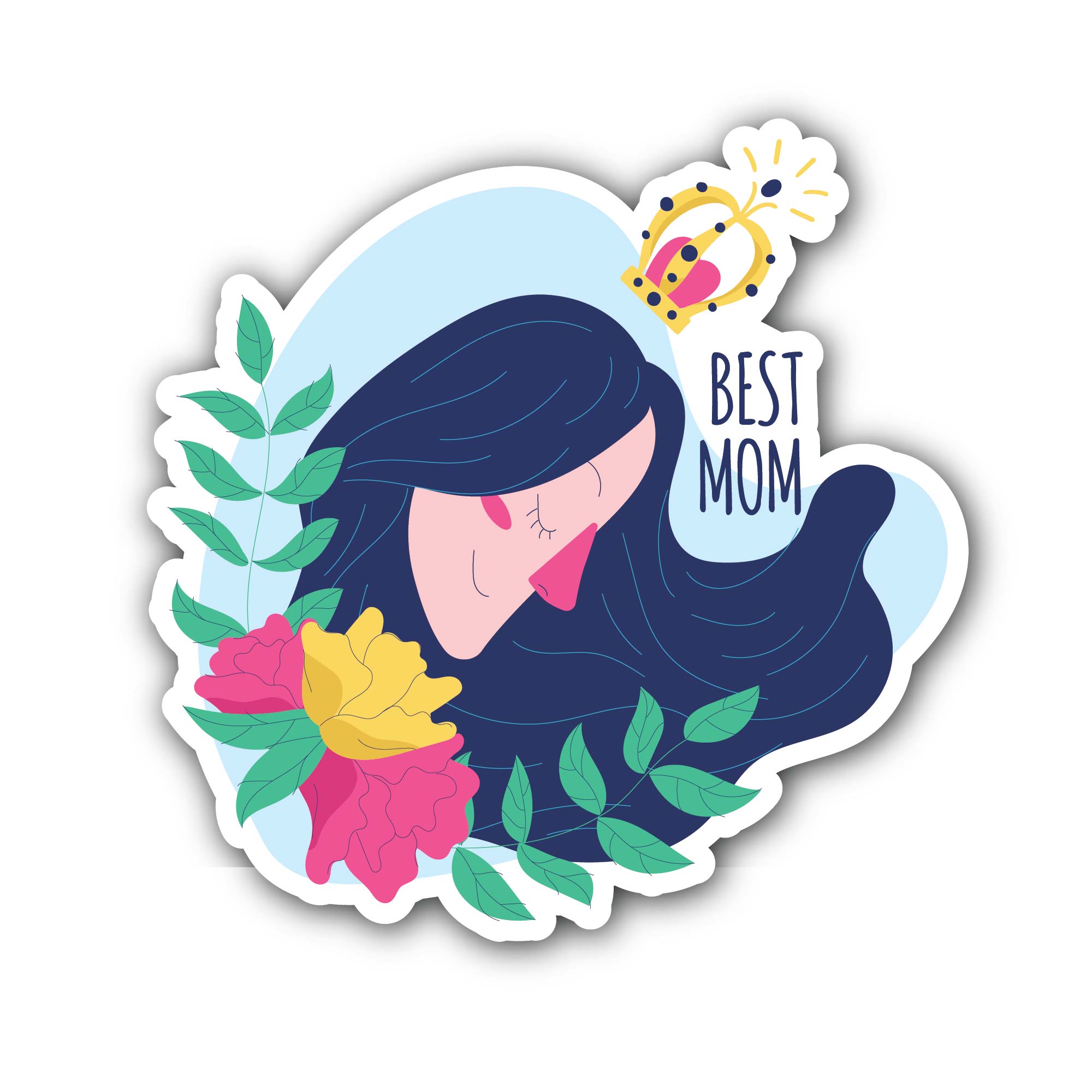 A picture of a woman with the label that says best mom Sticker, Waterproof Vinyl Decal Sticker Indoor Or Outdoor 2 (Pieces) 3" and 5"