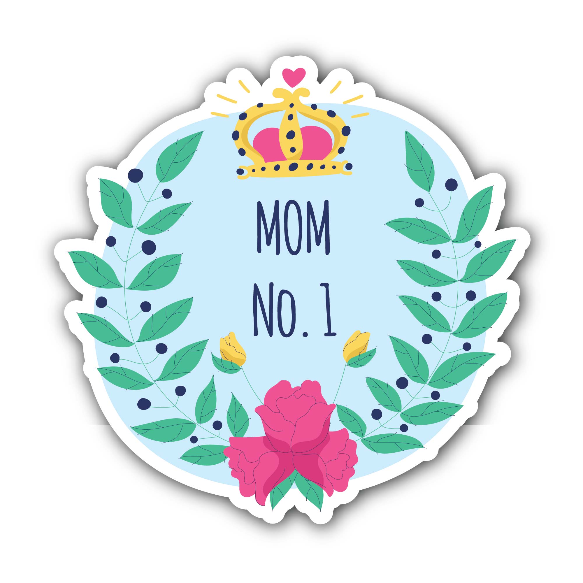 Mom No. 1 Sticker, Waterproof Vinyl Decal Sticker Indoor Or Outdoor 2 (Pieces) 3" and 5"