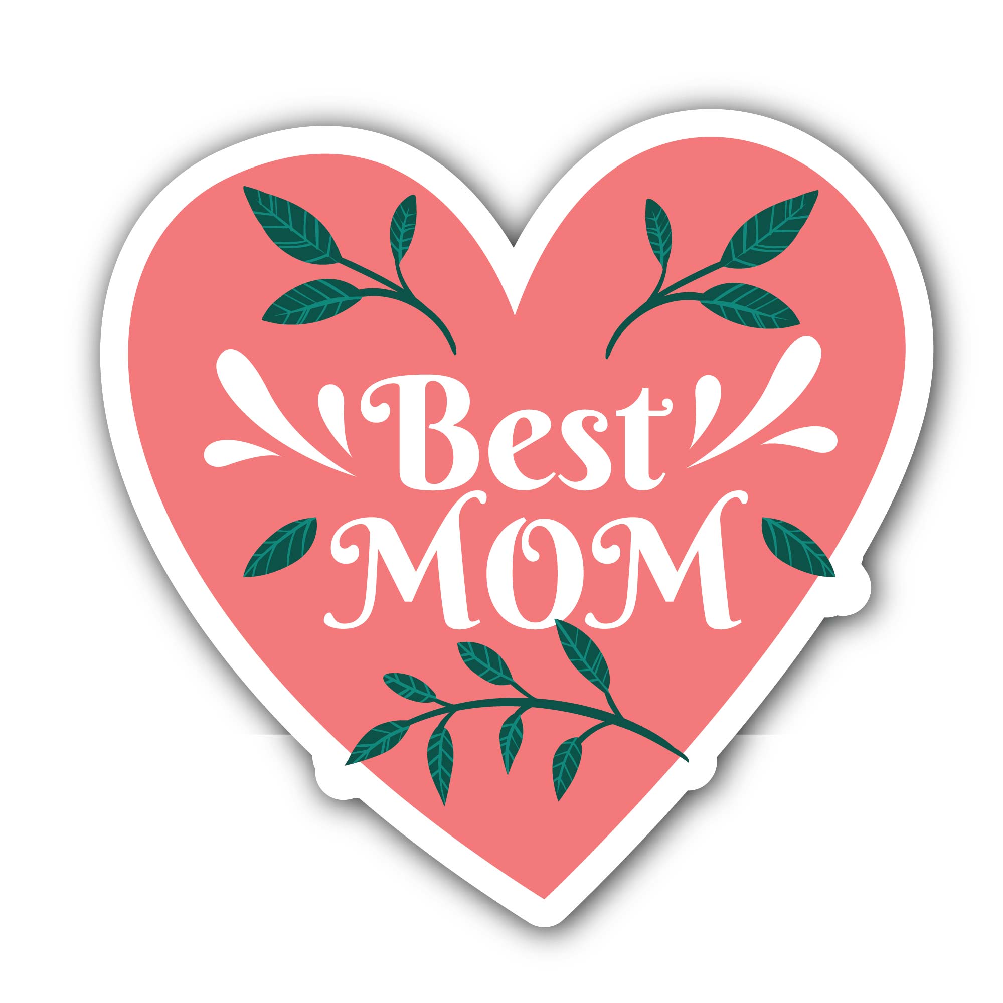 Best mom heart Sticker, Waterproof Vinyl Decal Sticker Indoor Or Outdoor 2 (Pieces) 3" and 5"