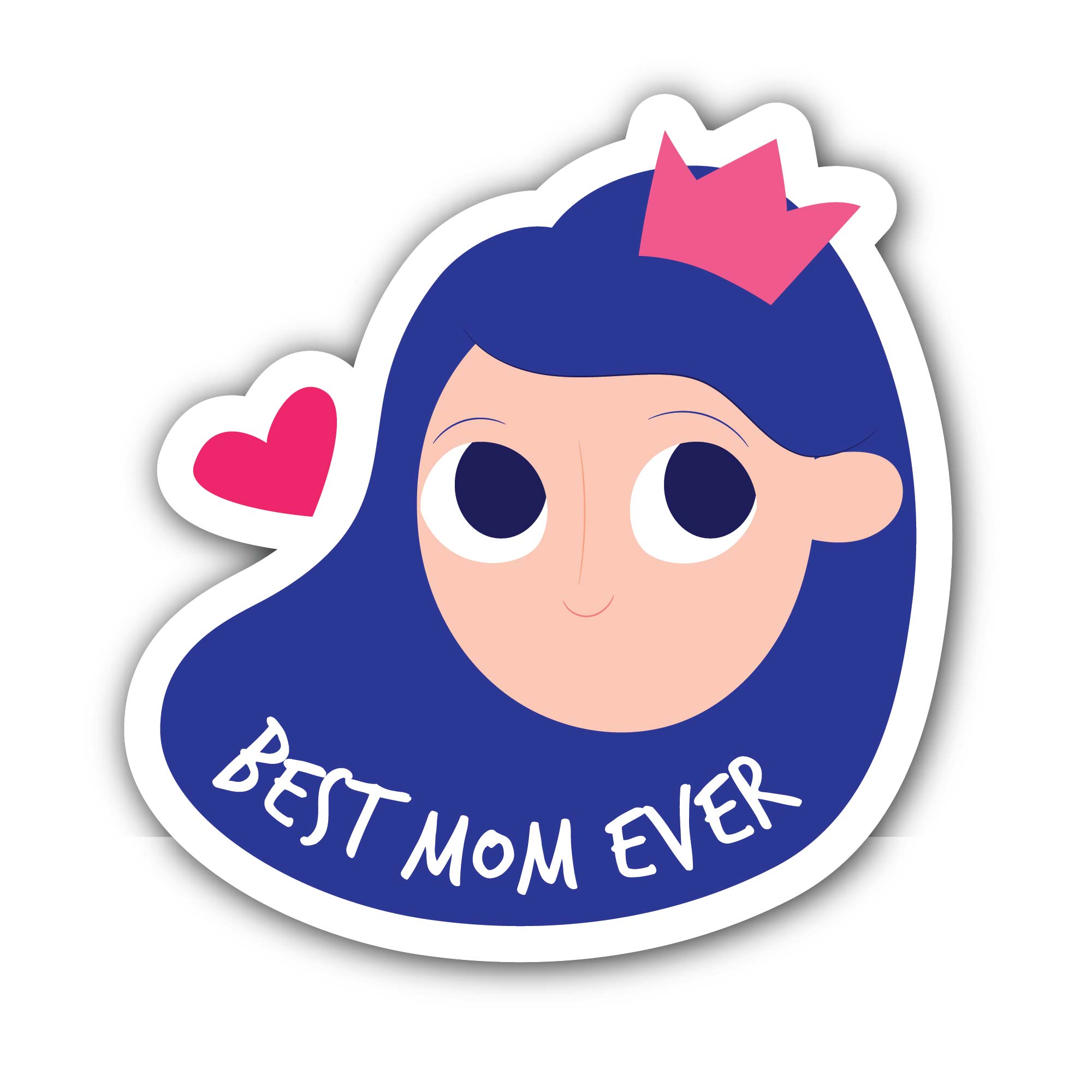 Best Mom Ever with Heart & crown Sticker, Waterproof Vinyl Decal Sticker Indoor Or Outdoor 2 (Pieces) 3" and 5"