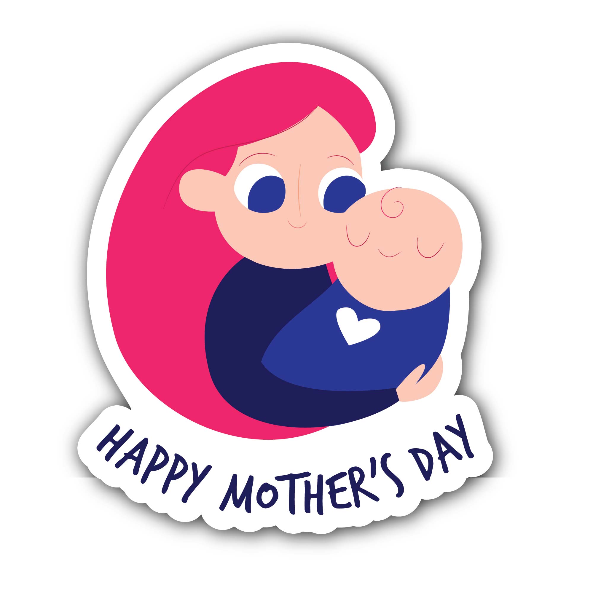 Mother and Baby- the words mothers day Sticker, Waterproof Vinyl Decal Sticker Indoor Or Outdoor 2 (Pieces) 3" and 5"