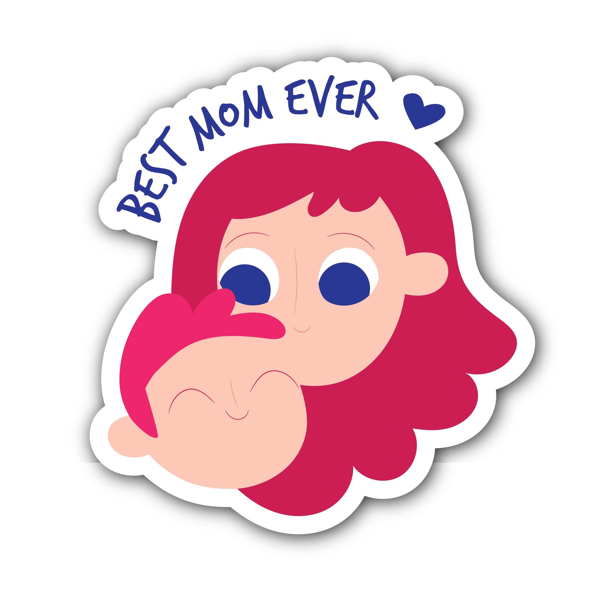 Mother and Son- the words Best Mom Ever Sticker, Waterproof Vinyl Decal Sticker Indoor Or Outdoor 2 (Pieces) 3" and 5"