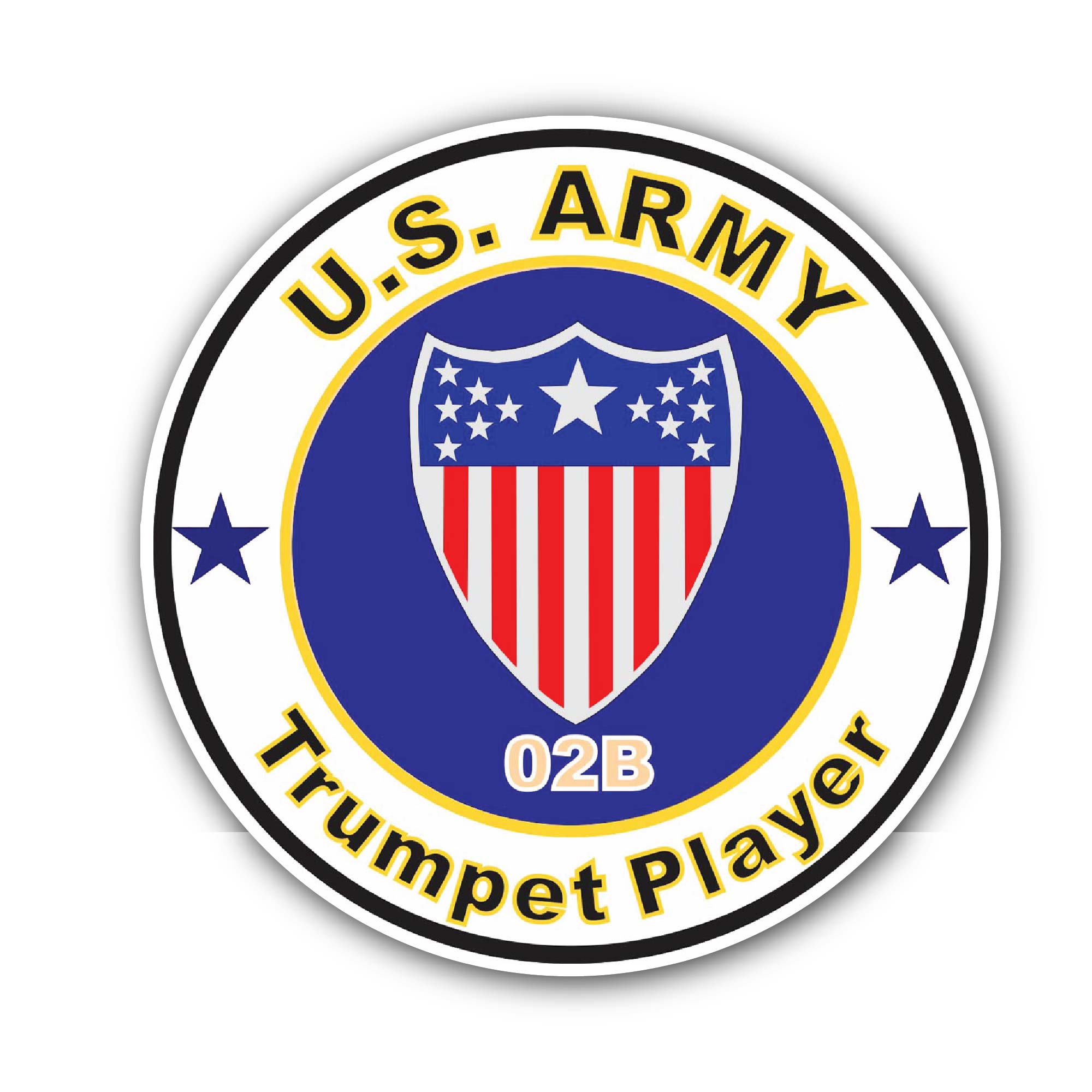 U.S. Army MOS 02B Trumpet Player Sticker, Waterproof Vinyl Decal Sticker Indoor Or Outdoor 2 (Pieces) 3" and 5"