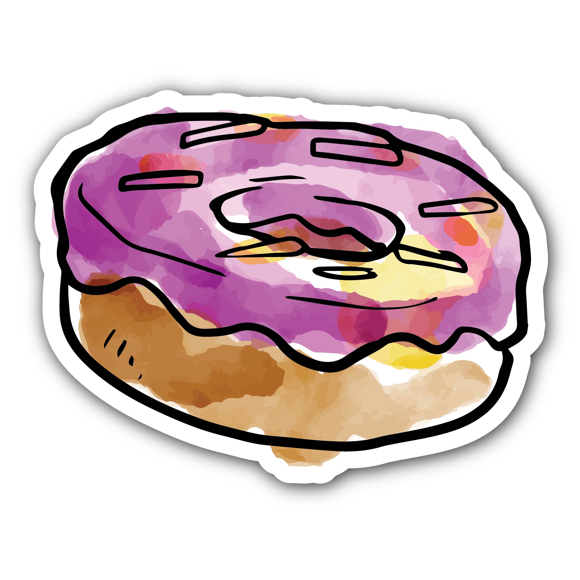 Donut Sticker, Waterproof Vinyl Decal Sticker Indoor Or Outdoor 2 (Pieces) 3" and 5"