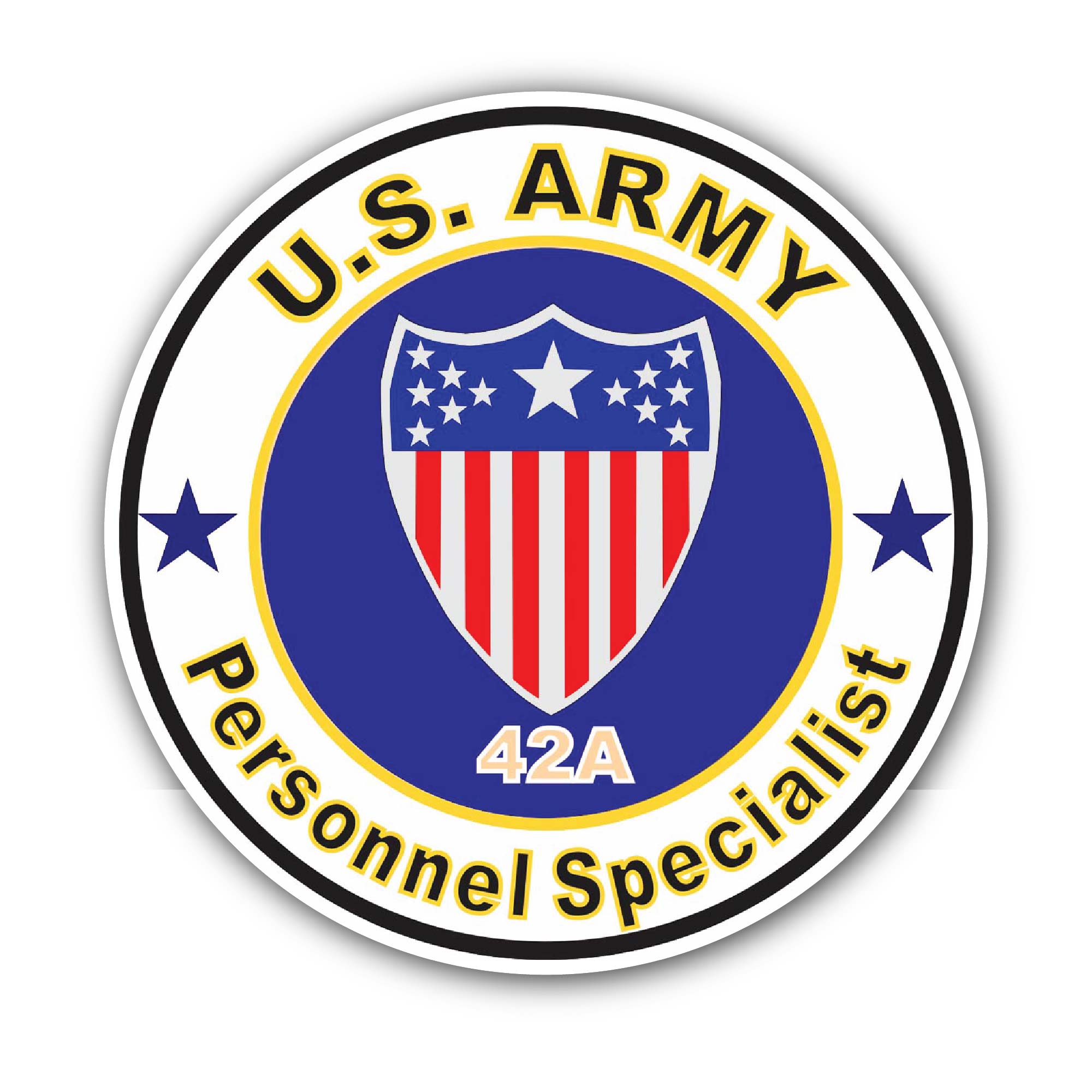 U.S. Army MOS 42A Personnel Specialist Sticker, Waterproof Vinyl Decal Sticker Indoor Or Outdoor 2 (Pieces) 3" and 5"