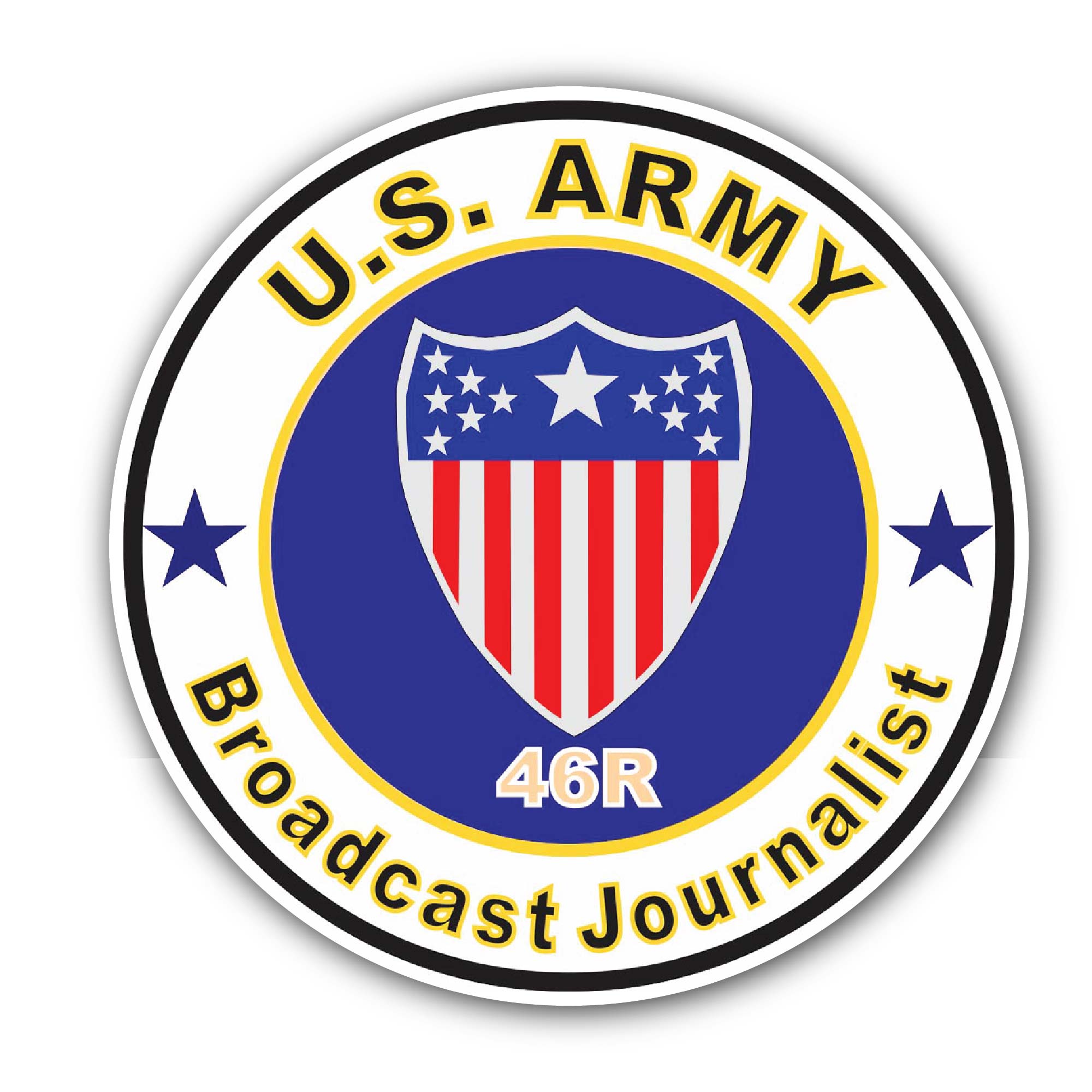 U.S. Army MOS 46R Broadcasting Journalist Sticker, Waterproof Vinyl Decal Sticker Indoor Or Outdoor 2 (Pieces) 3" and 5"