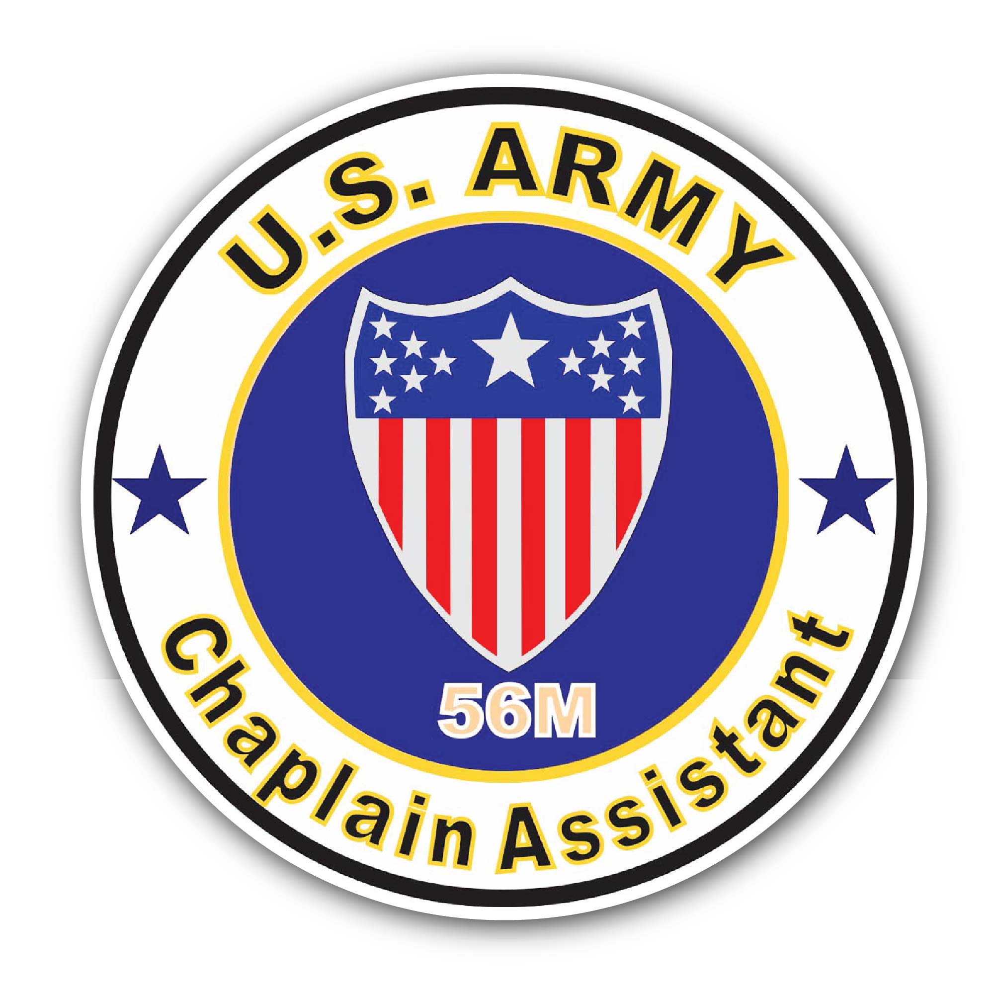 U.S. Army MOS 56M Chaplain Assistant Sticker, Waterproof Vinyl Decal Sticker Indoor Or Outdoor 2 (Pieces) 3" and 5"