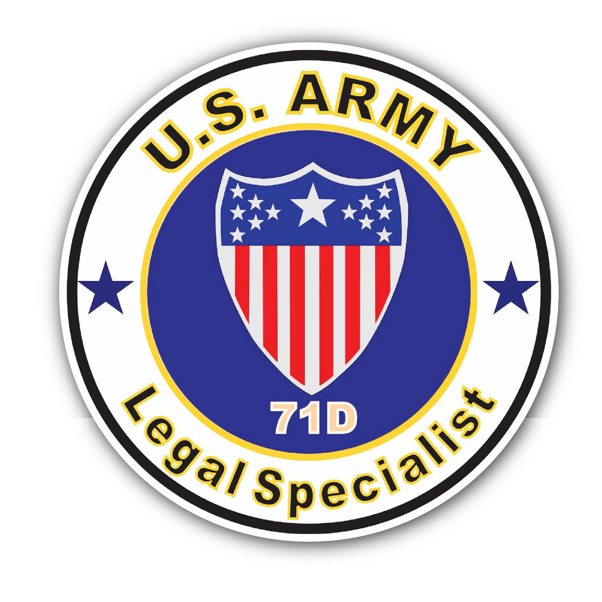 U.S. Army MOS 71D Legal Specialist Sticker, Waterproof Vinyl Decal Sticker Indoor Or Outdoor 2 (Pieces) 3" and 5"