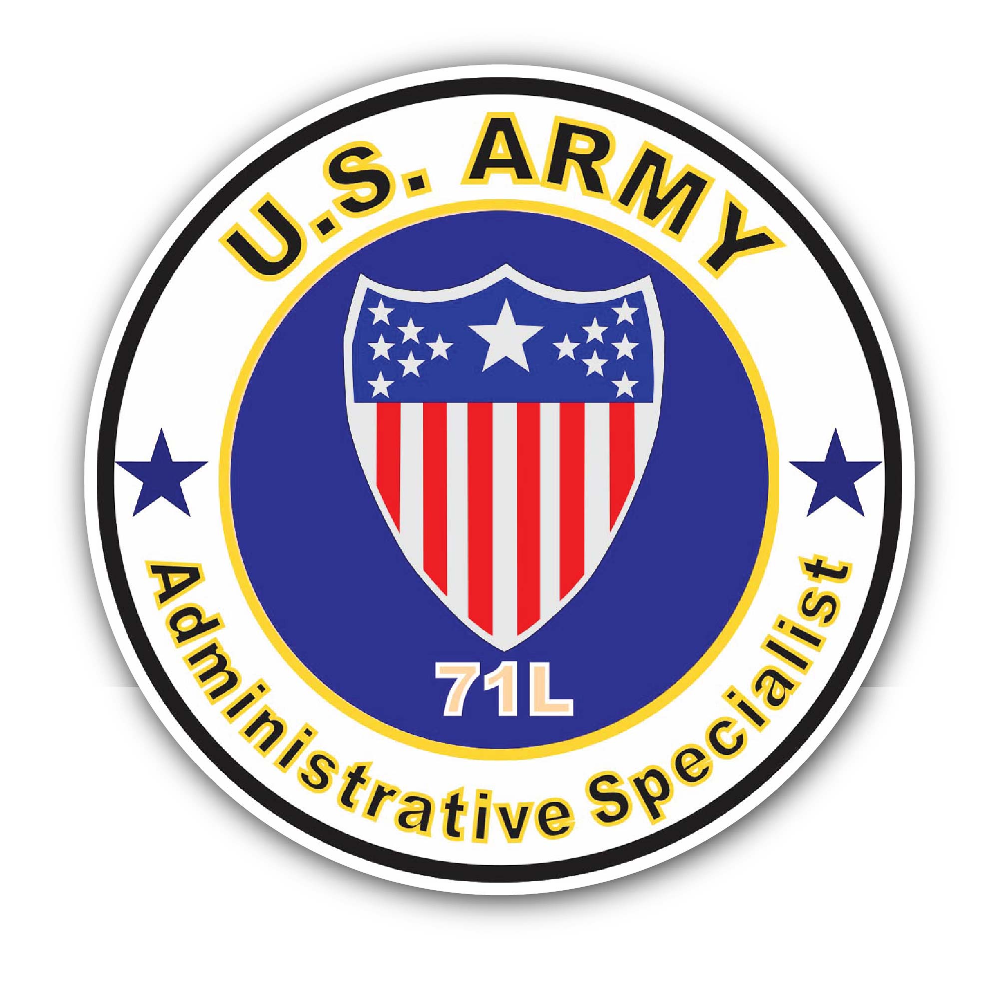 U.S. Army MOS 71L Administrative Specialist Sticker, Waterproof Vinyl Decal Sticker Indoor Or Outdoor 2 (Pieces) 3" and 5"