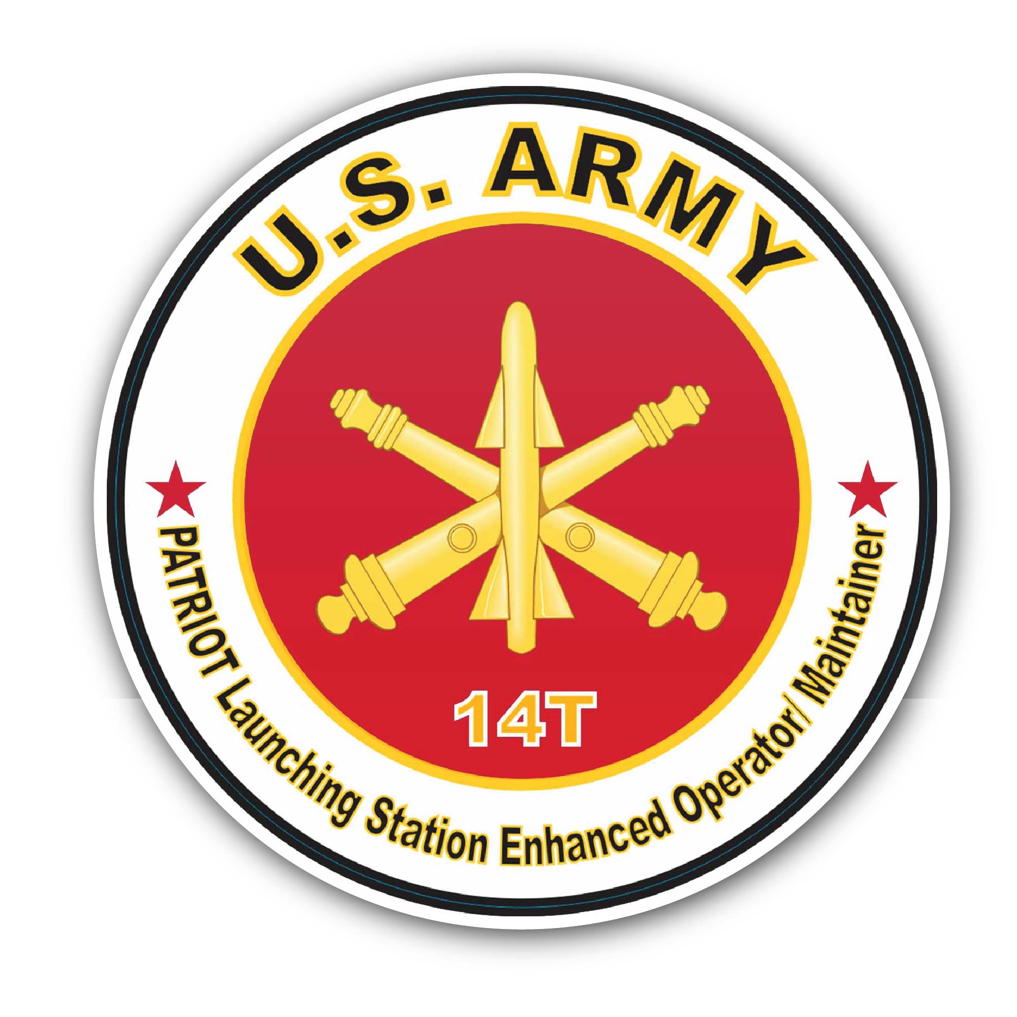 U.S. Army MOS 14T Patriot Launching Station Enhanced Operator Maintainer Sticker, Waterproof Vinyl Decal Sticker Indoor Or Outdoor 2 (Pieces) 3" and 5"